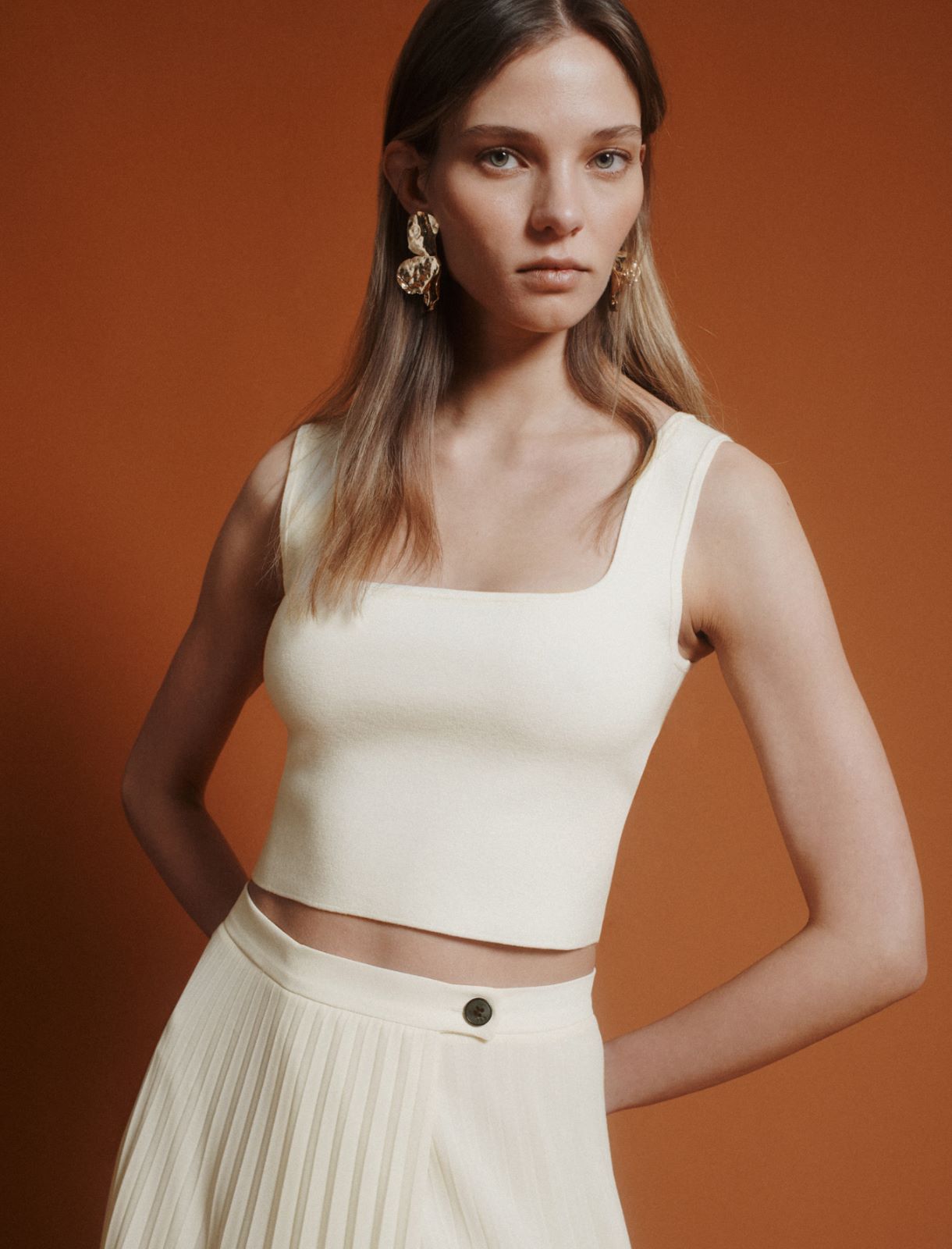 Viscose-knit cropped top - WHITE - Marella - 4