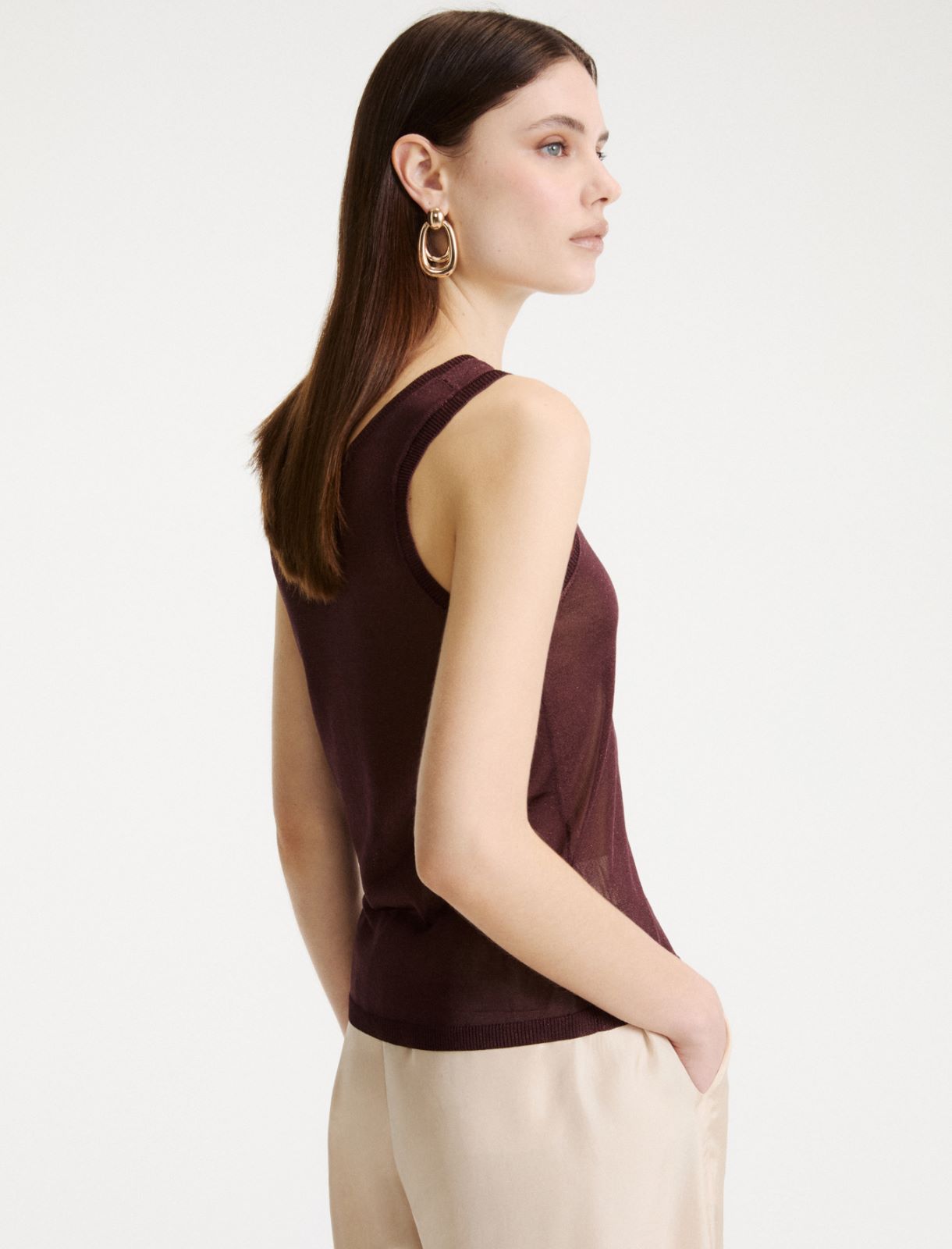Viscose and lurex top - BORDEAUX - Marella - 3