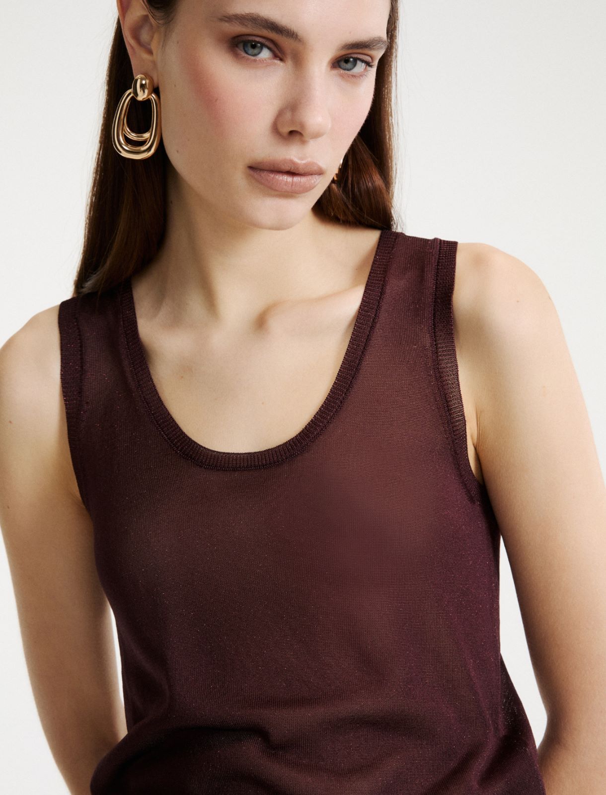Viscose and lurex top - BORDEAUX - Marella - 5