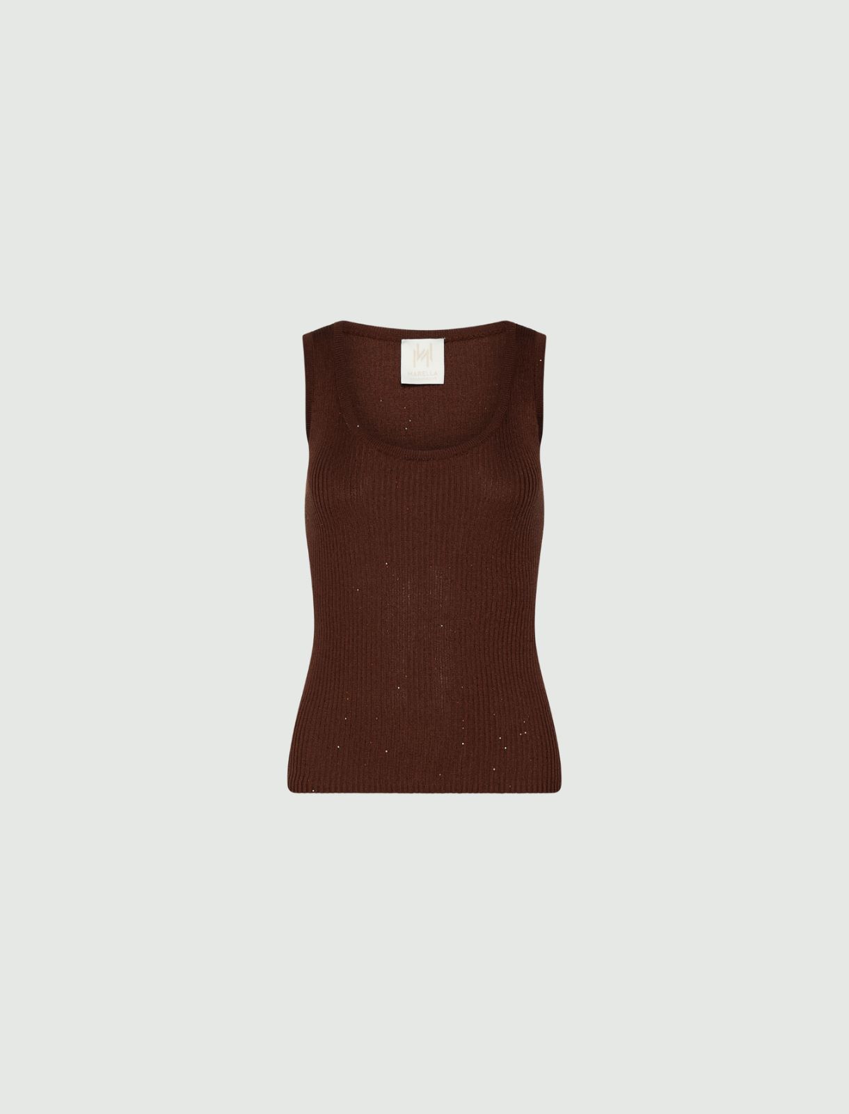 Micro-sequinned vest top - CARAMEL - Marella