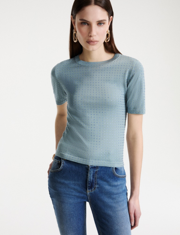 Crystal-embellished knit T-shirt - Marella