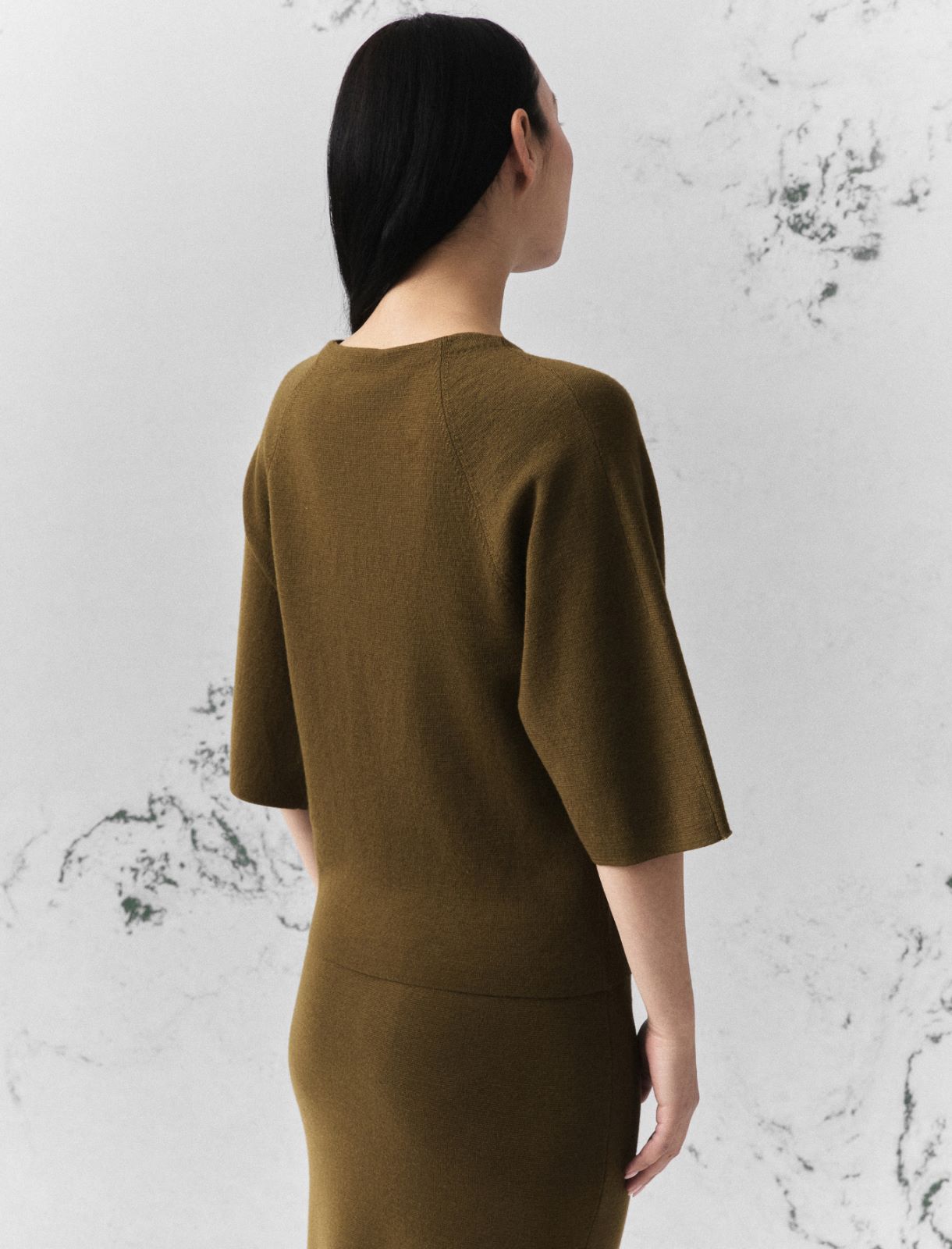 Maglia in pura lana punto stoffa - VERDE OLIO - Marella - 3