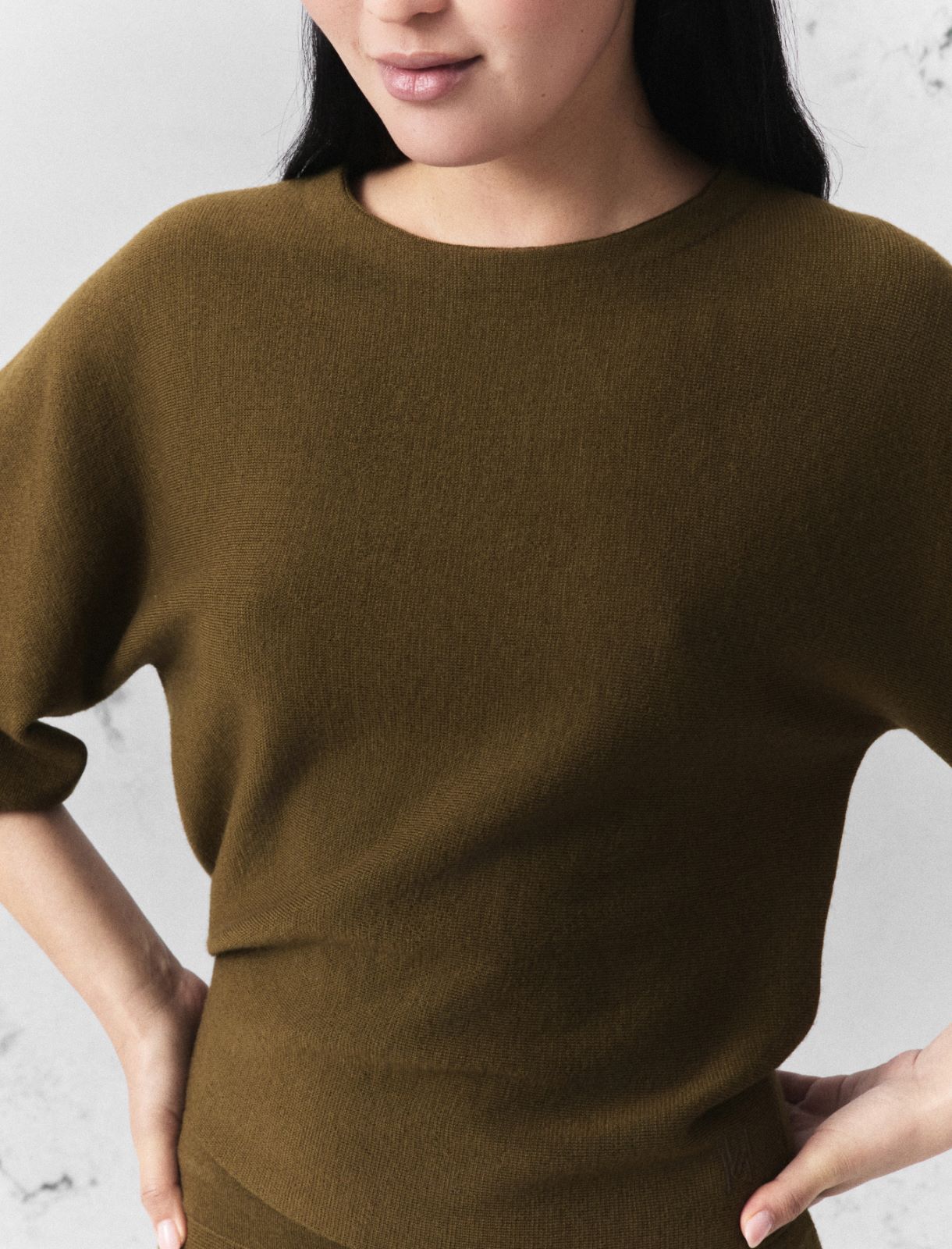 Maglia in pura lana punto stoffa - VERDE OLIO - Marella - 5