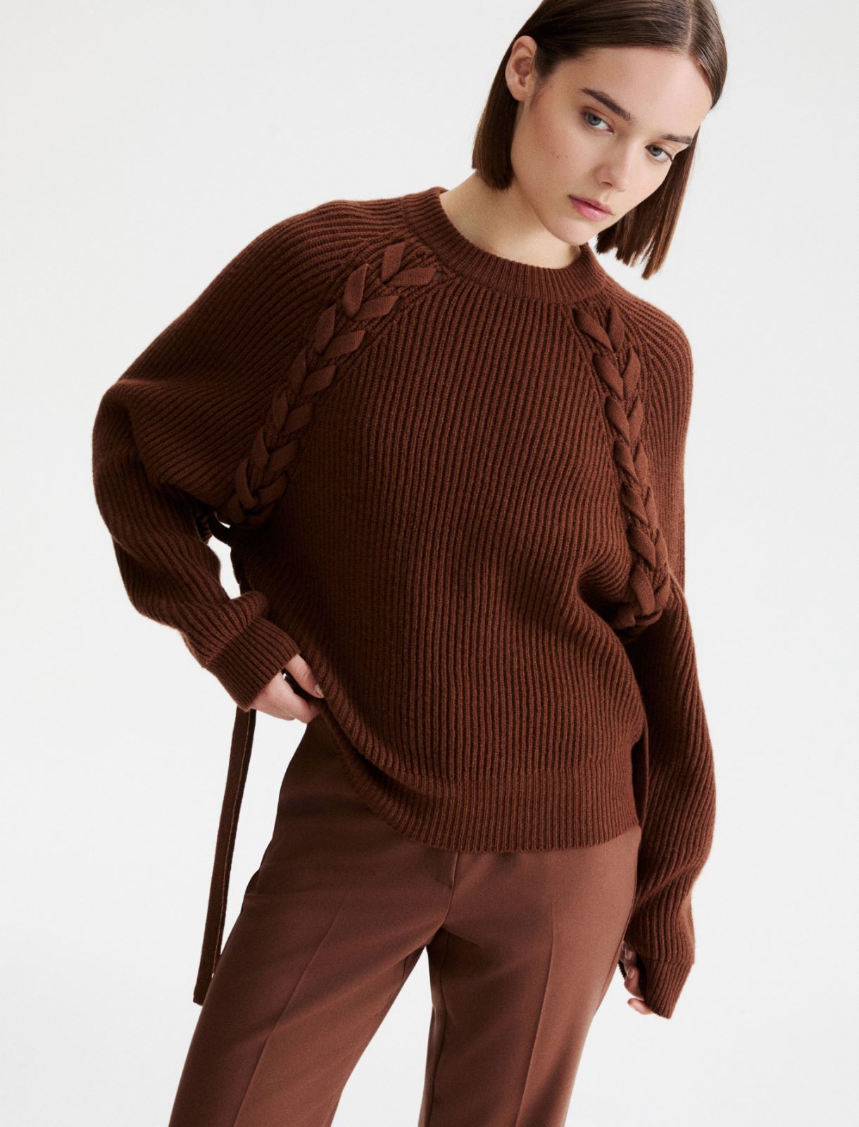 Pure wool fisherman's rib jumper - CARAMEL - Marella - 4