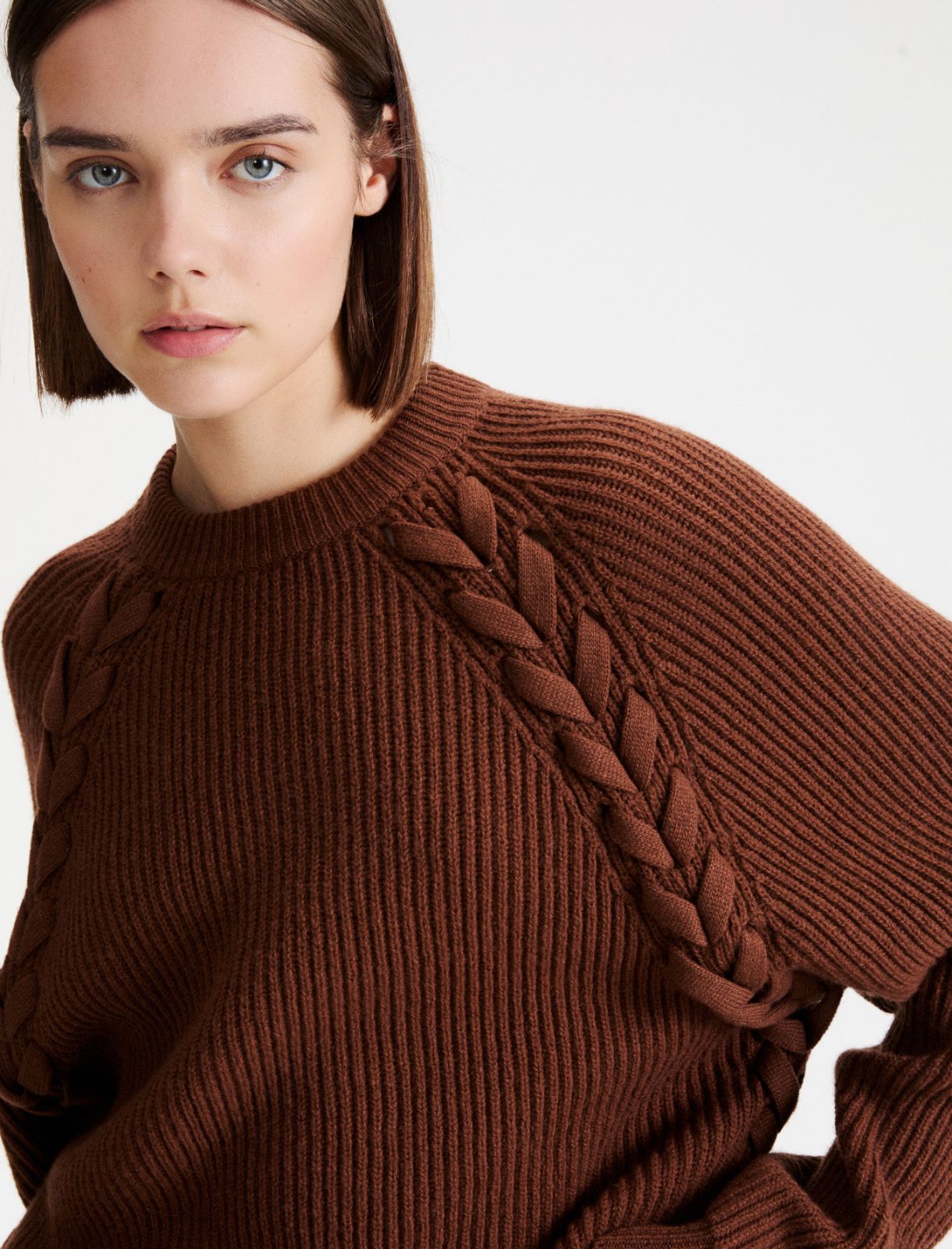 Pure wool fisherman's rib jumper - CARAMEL - Marella - 5