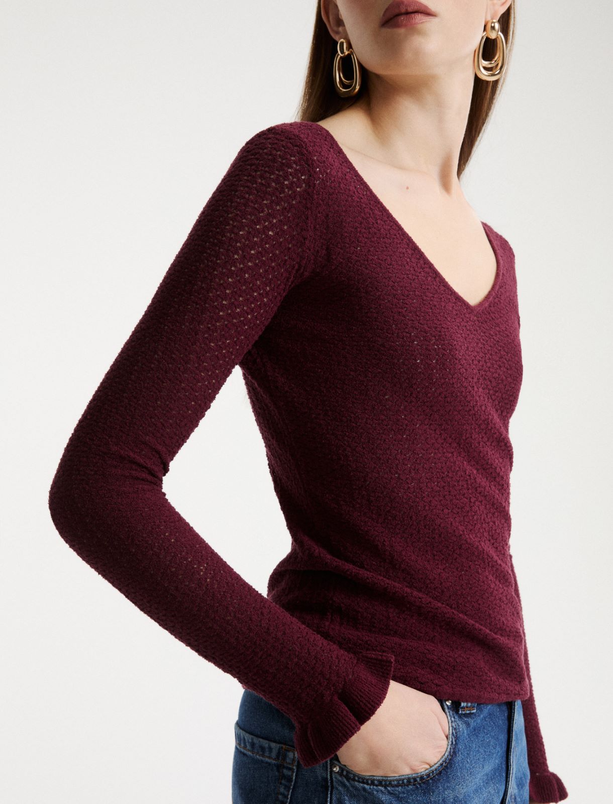 Maglia in filato bouclé - BORDEAUX - Marella - 5