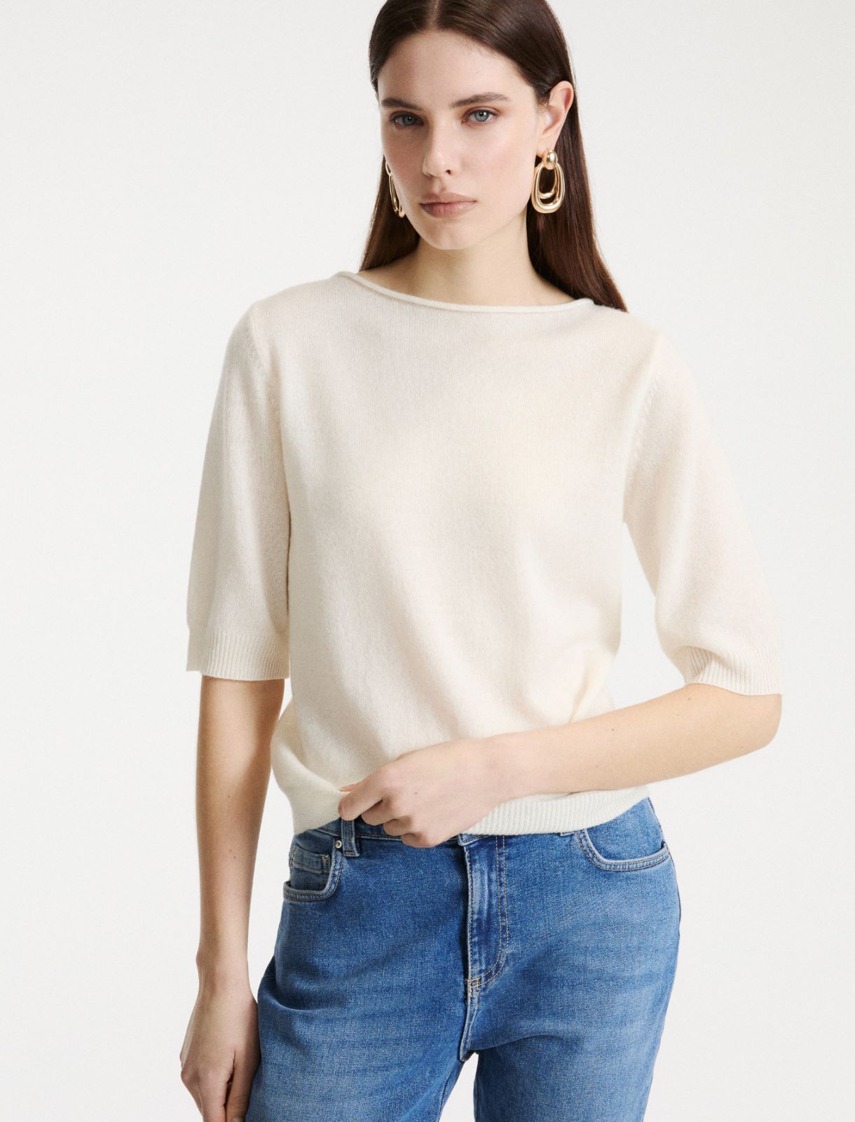 Pull en cachemire à manches trois-quarts - CREME - Marella - 4