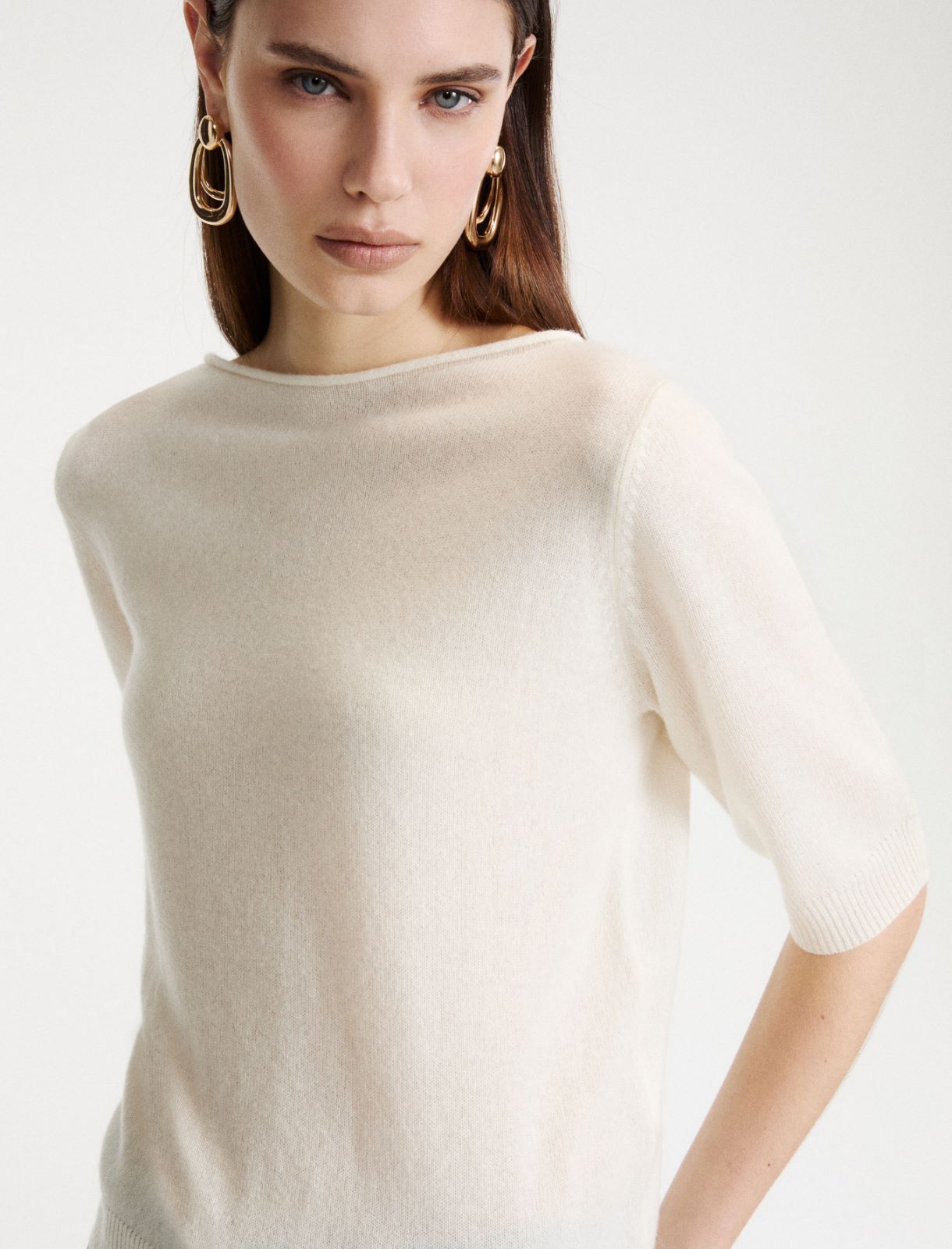 Pull en cachemire à manches trois-quarts - CREME - Marella - 5