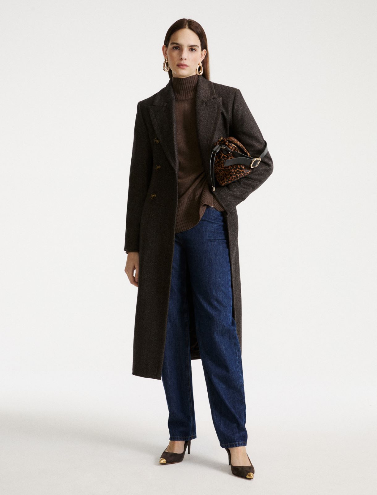 Pull à col montant en mélange de cachemire avec ceinture-foulard en soie - MARRON FONCE - Marella - 2