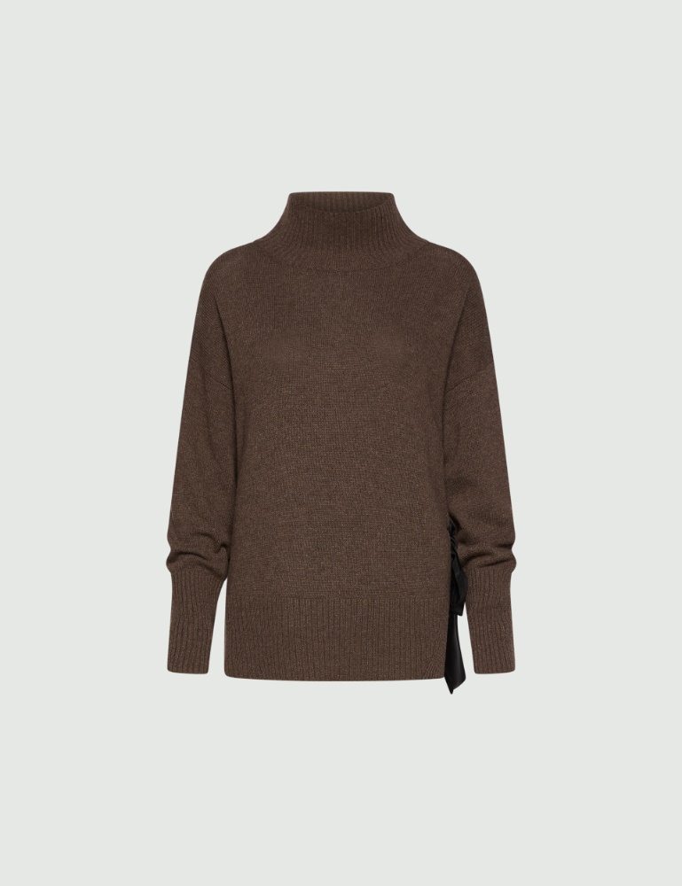 Pull à col montant en mélange de cachemire avec ceinture-foulard en soie - Marella
