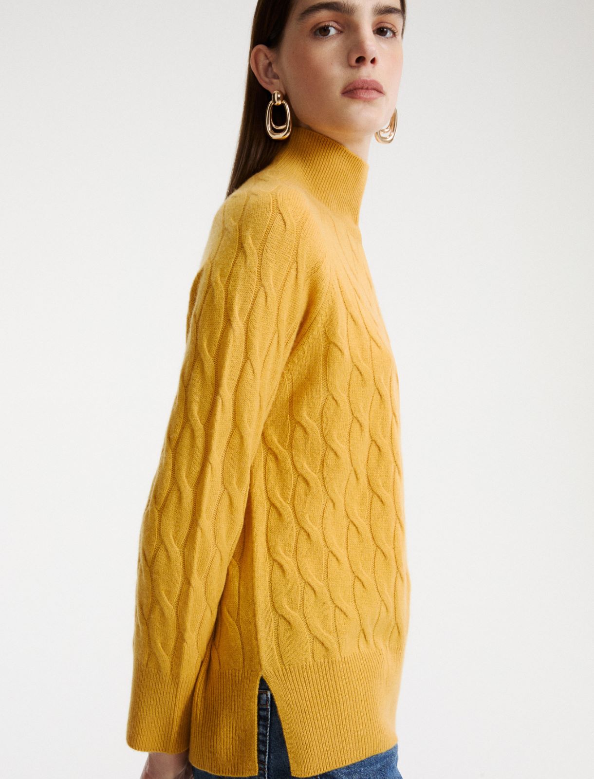 Jersey de cachemira y lana con cuello subido - ORO - Marella - 5