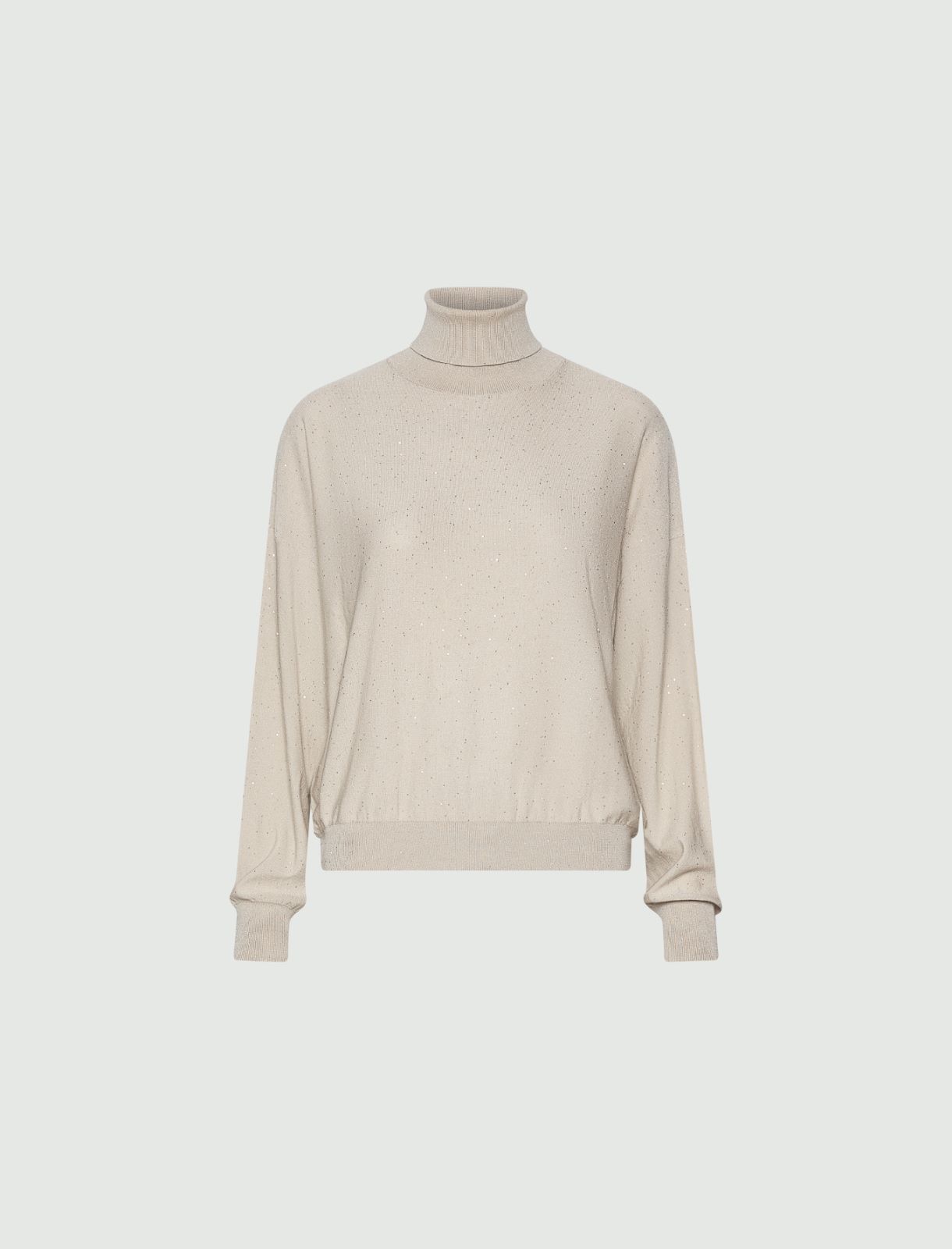 Micro-sequin mock polo-neck jumper - TURTLEDOVE - Marella