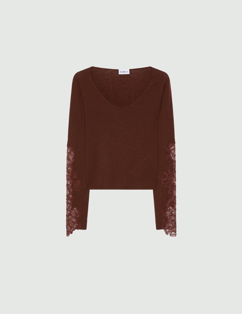 Slim-fit jumper with lace inlays - Marella