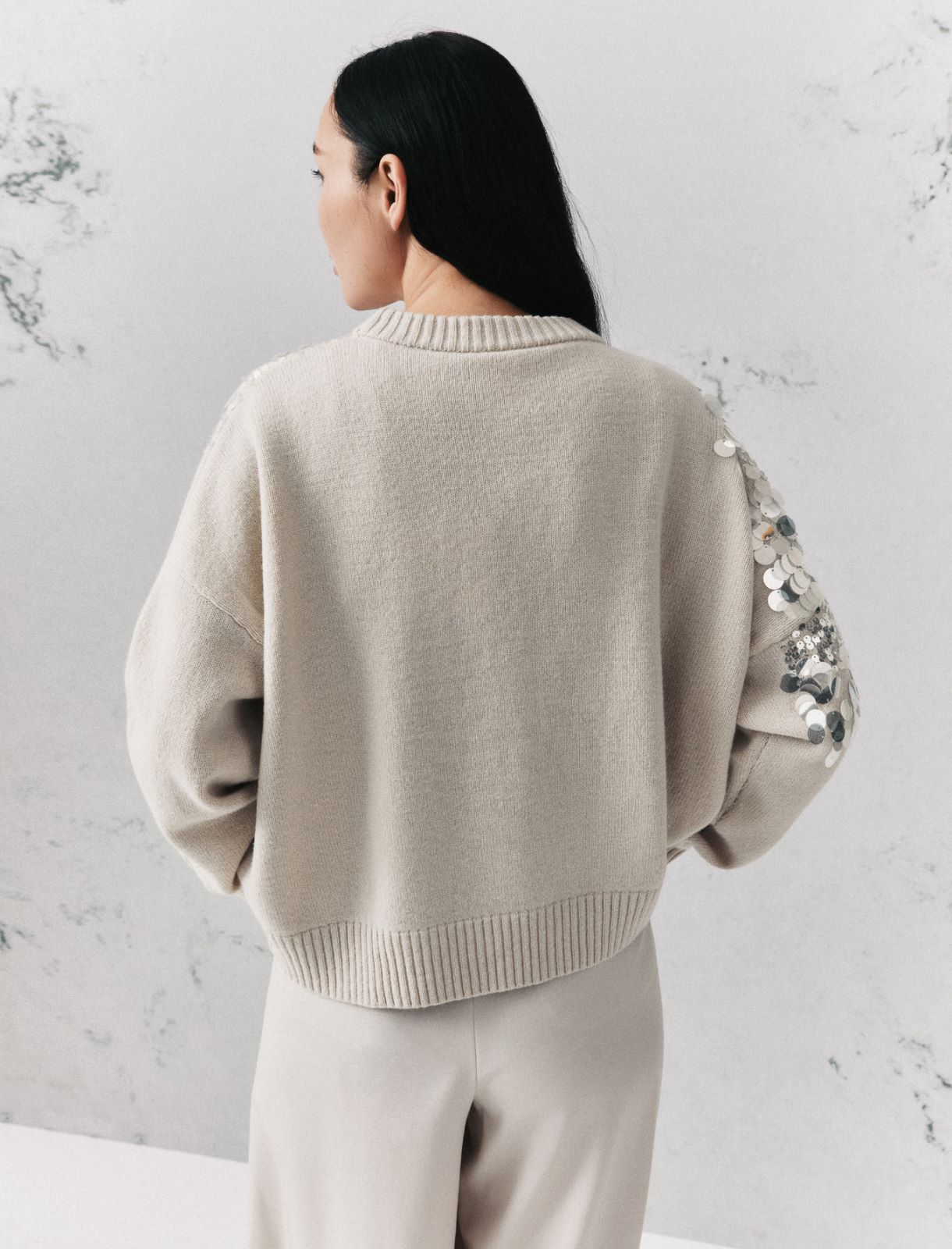 Sequinned pure wool jumper - TURTLEDOVE - Marella - 3