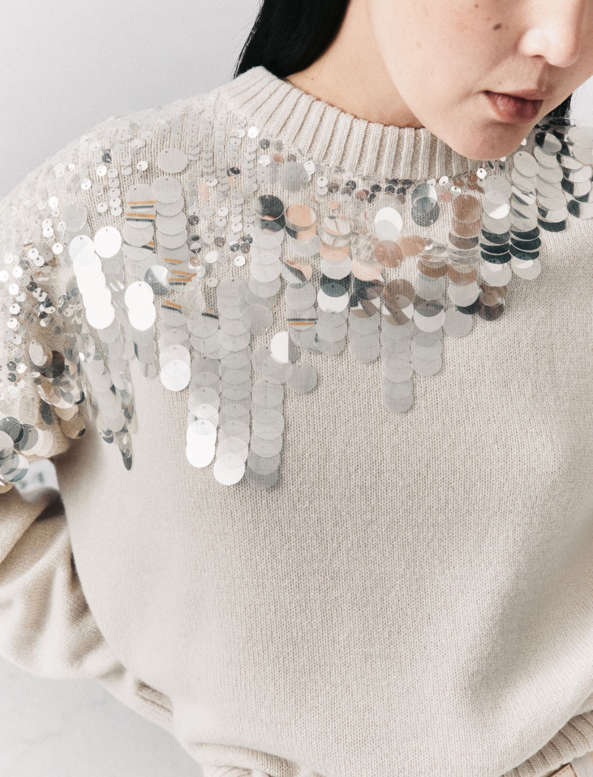 Sequinned pure wool jumper - TURTLEDOVE - Marella - 5