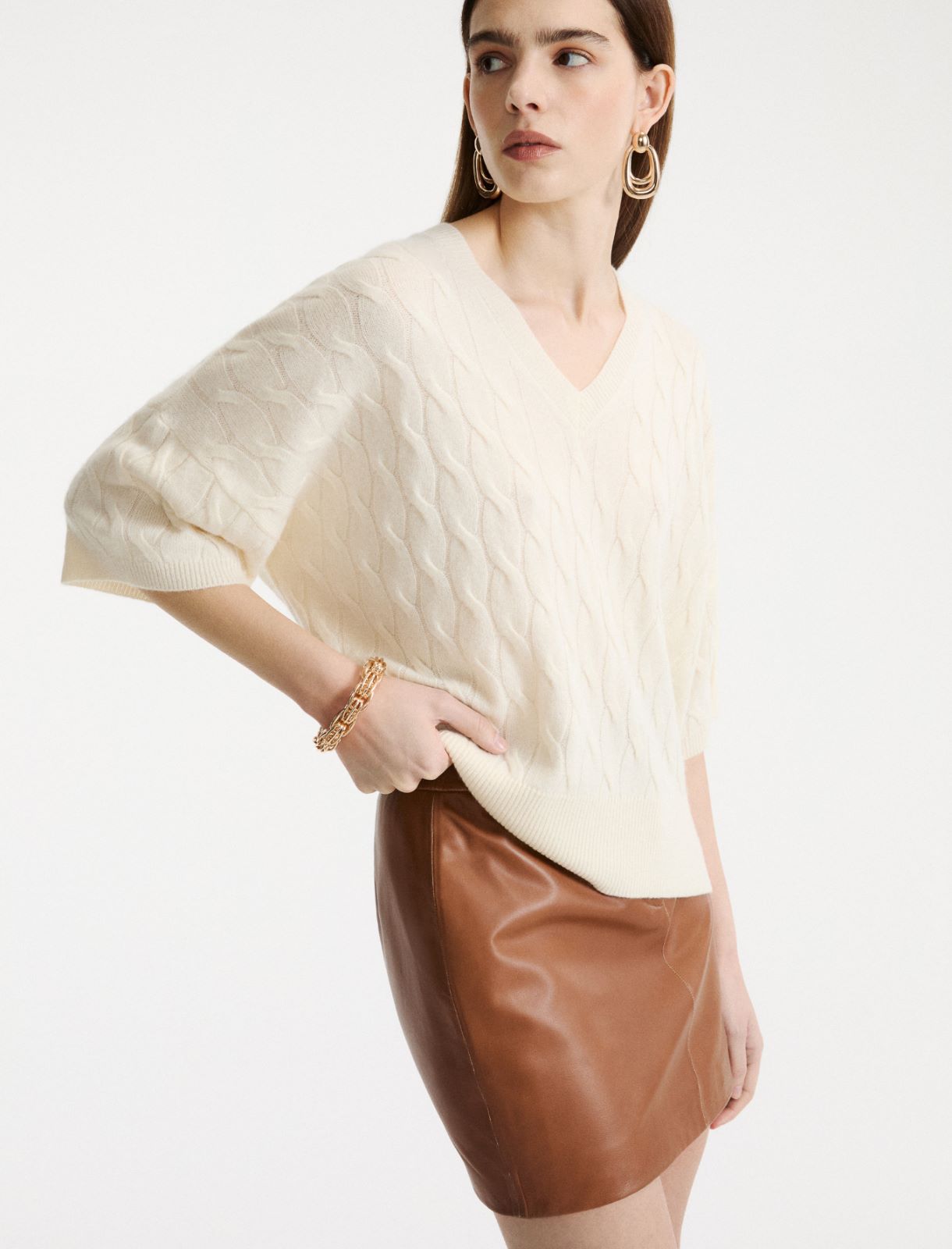 Oversized wool and cashmere jumper - CREAM - Marella - 4