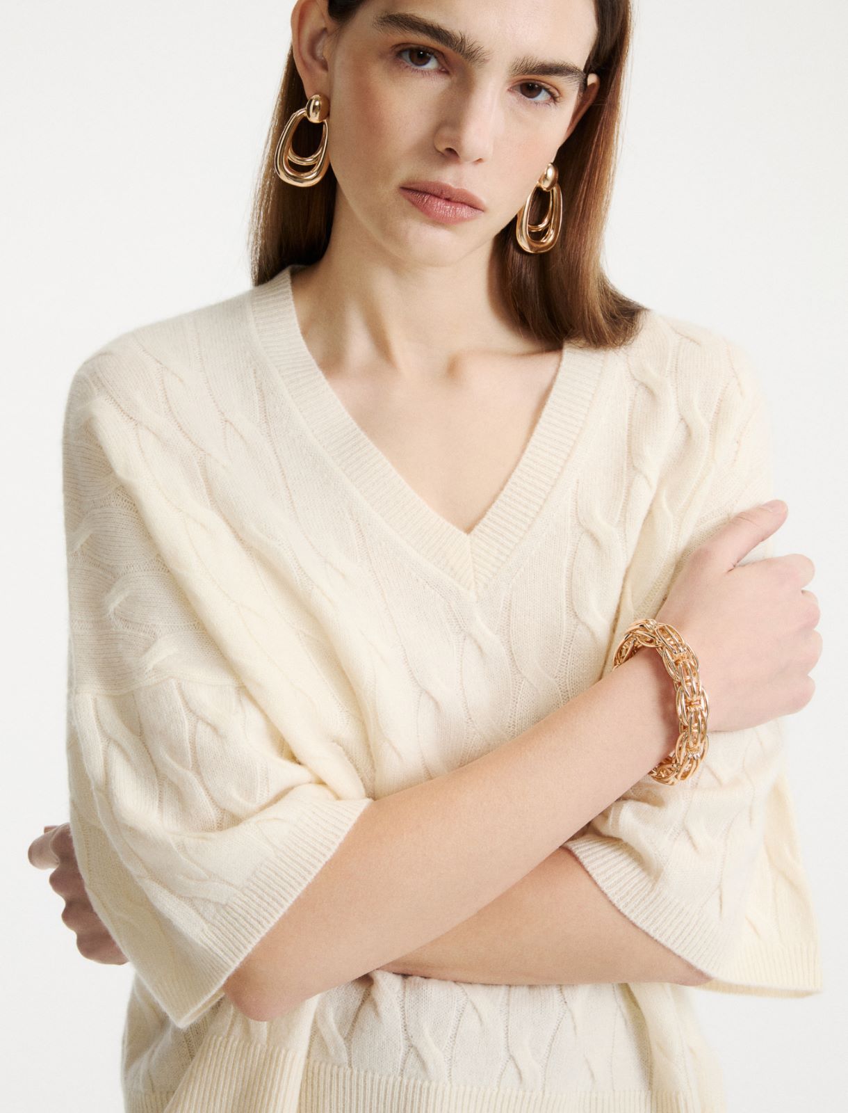 Oversized wool and cashmere jumper - CREAM - Marella - 5
