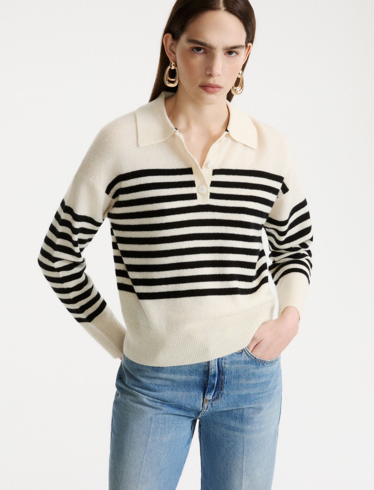 Cashmere and wool polo jumper - CREAM - Marella - 4