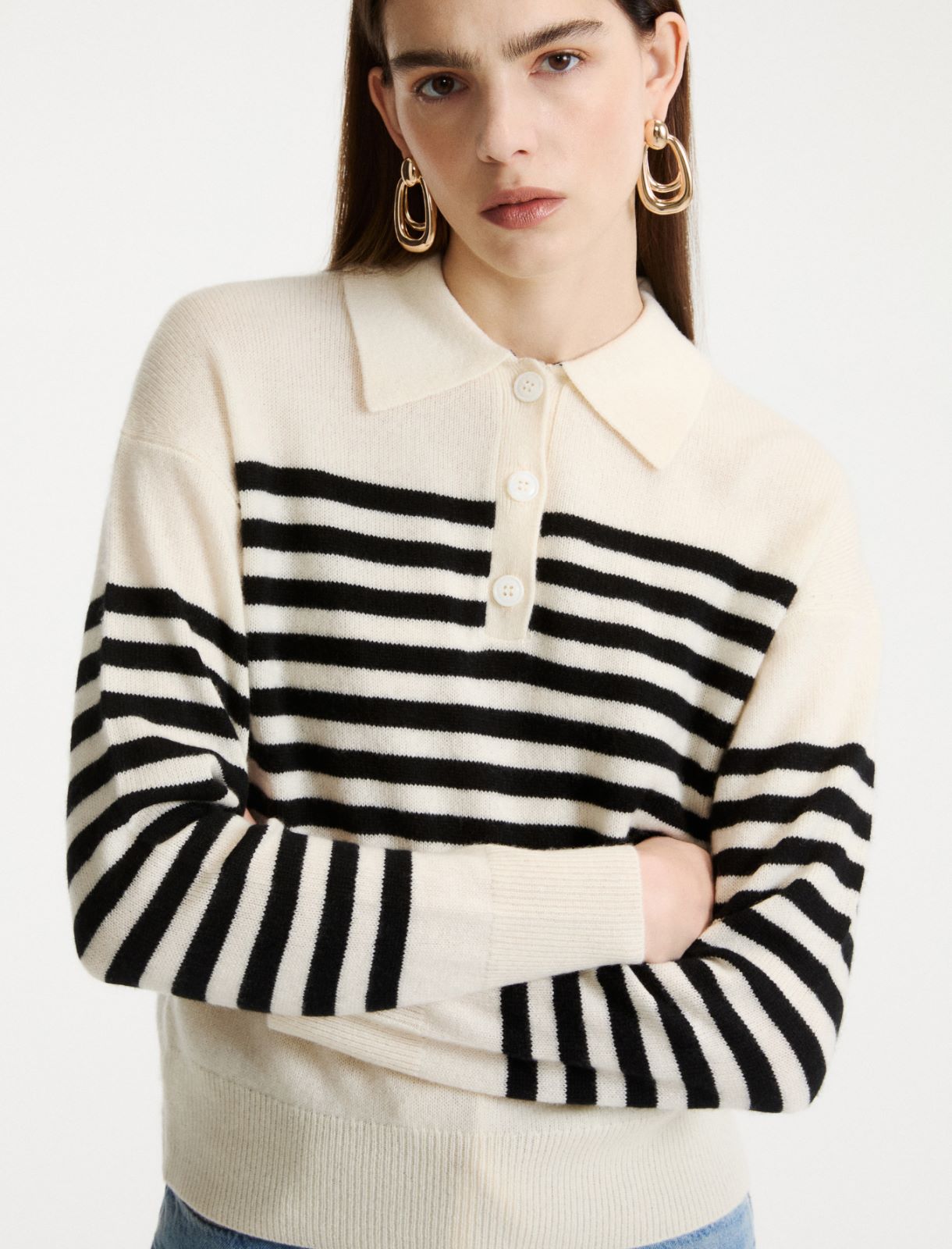 Cashmere and wool polo jumper - CREAM - Marella - 5