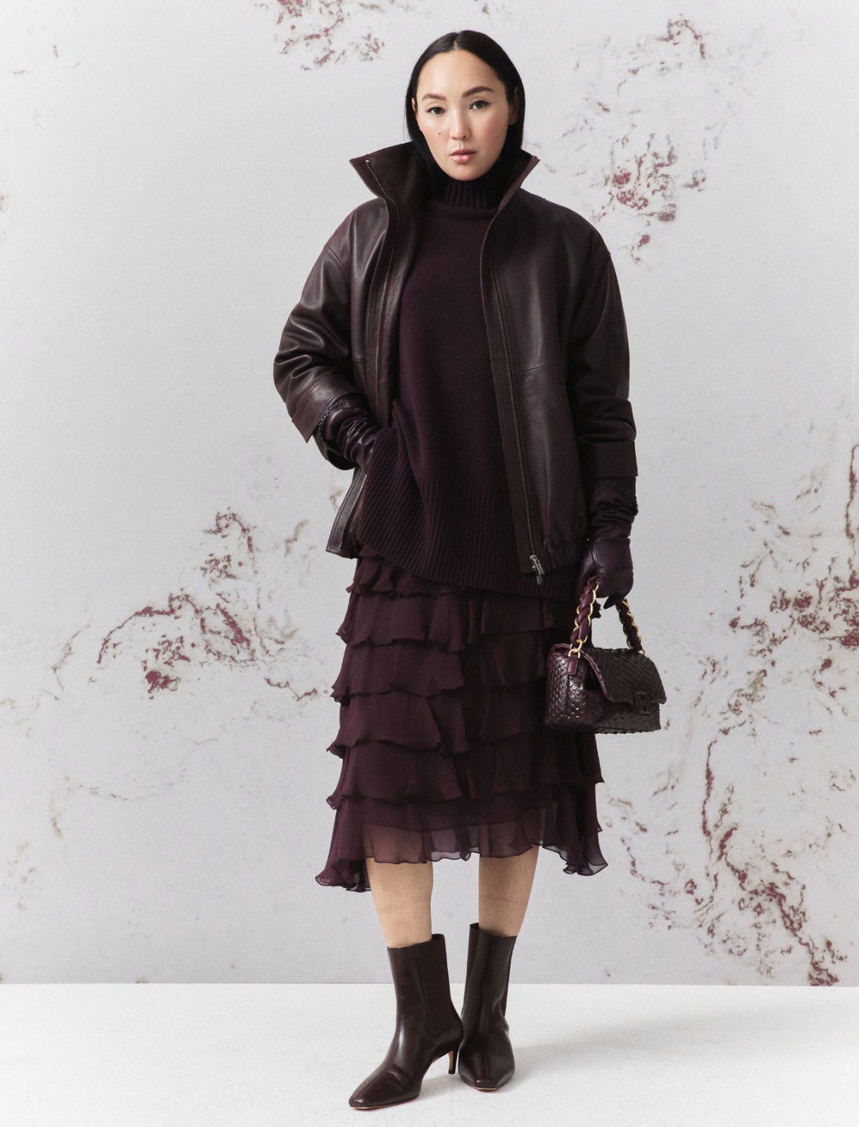 Pure Wool Mock-Polo-Neck Jumper - BLACKBERRY - Marella - 2