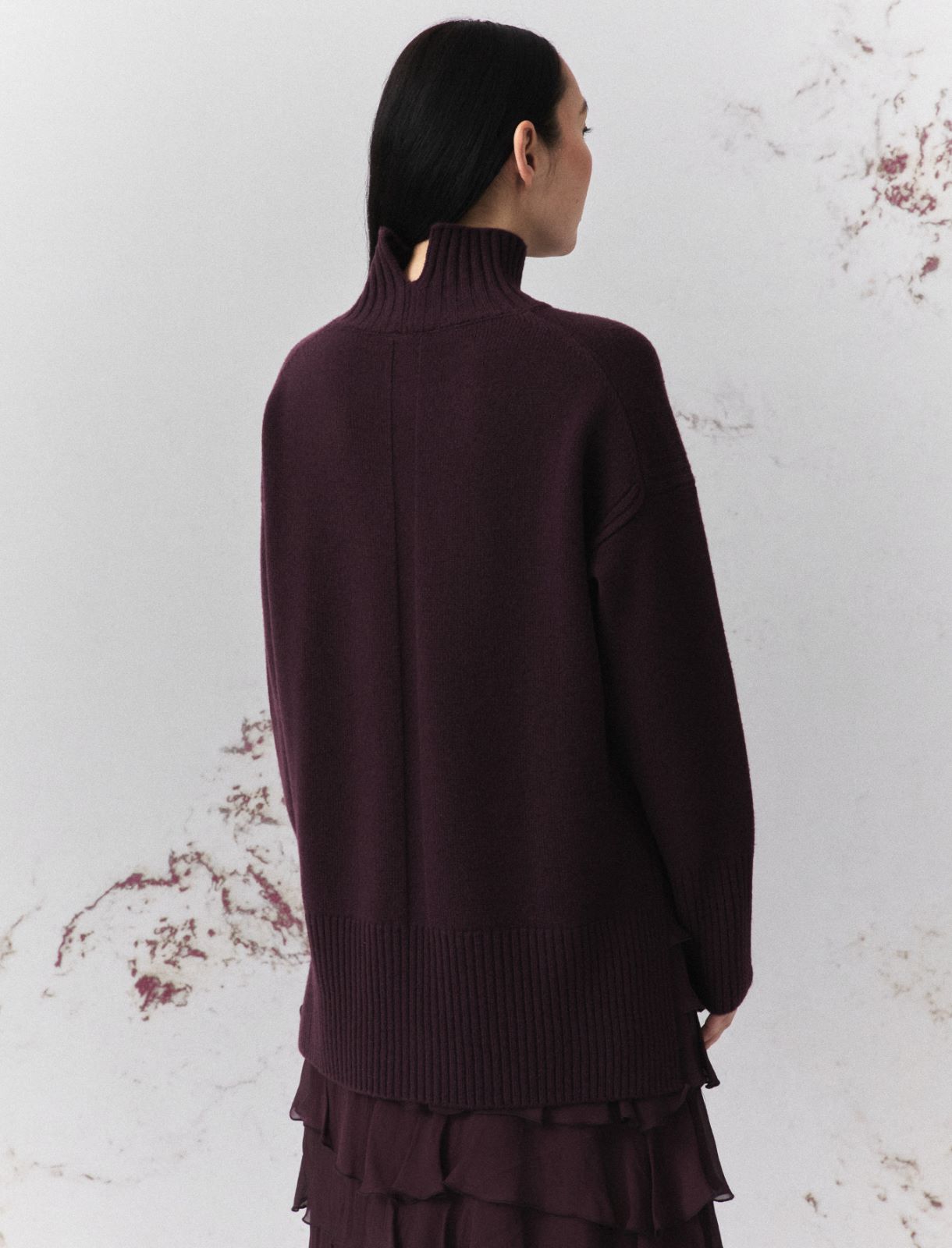 Pure Wool Mock-Polo-Neck Jumper - BLACKBERRY - Marella - 3