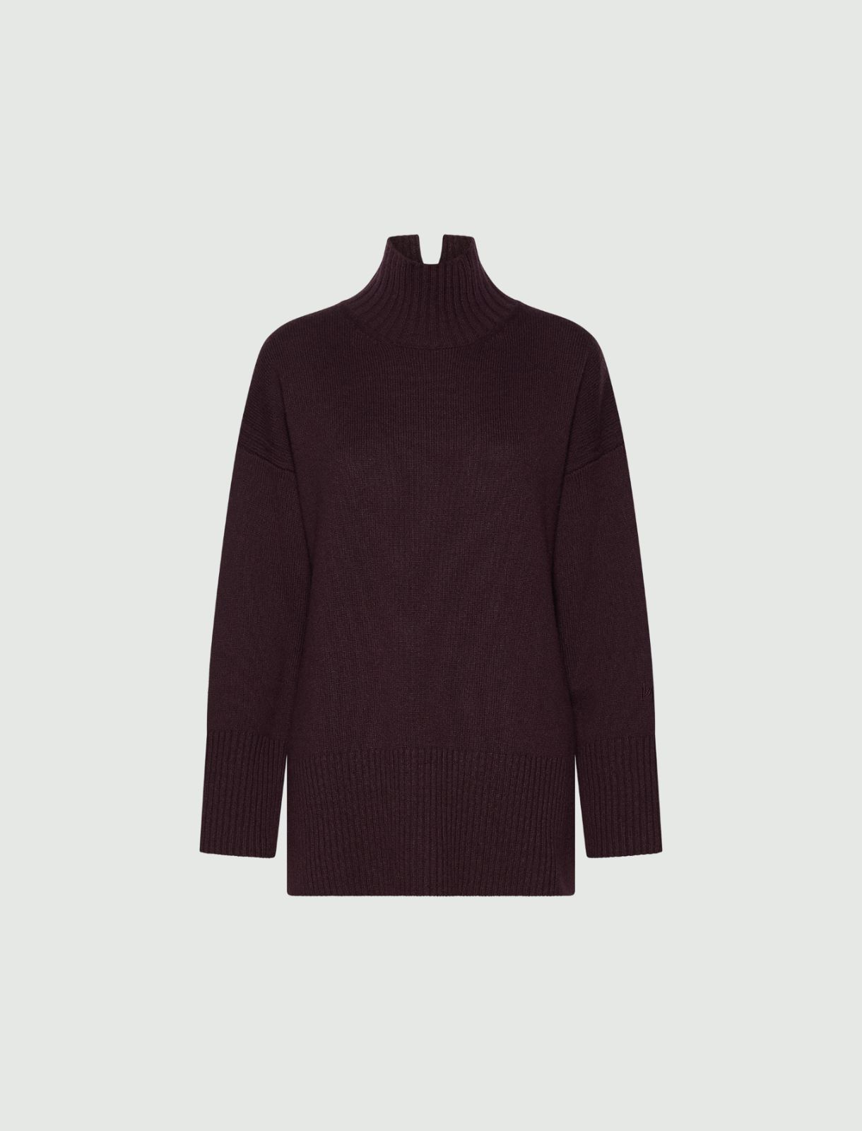 Pure Wool Mock-Polo-Neck Jumper - BLACKBERRY - Marella
