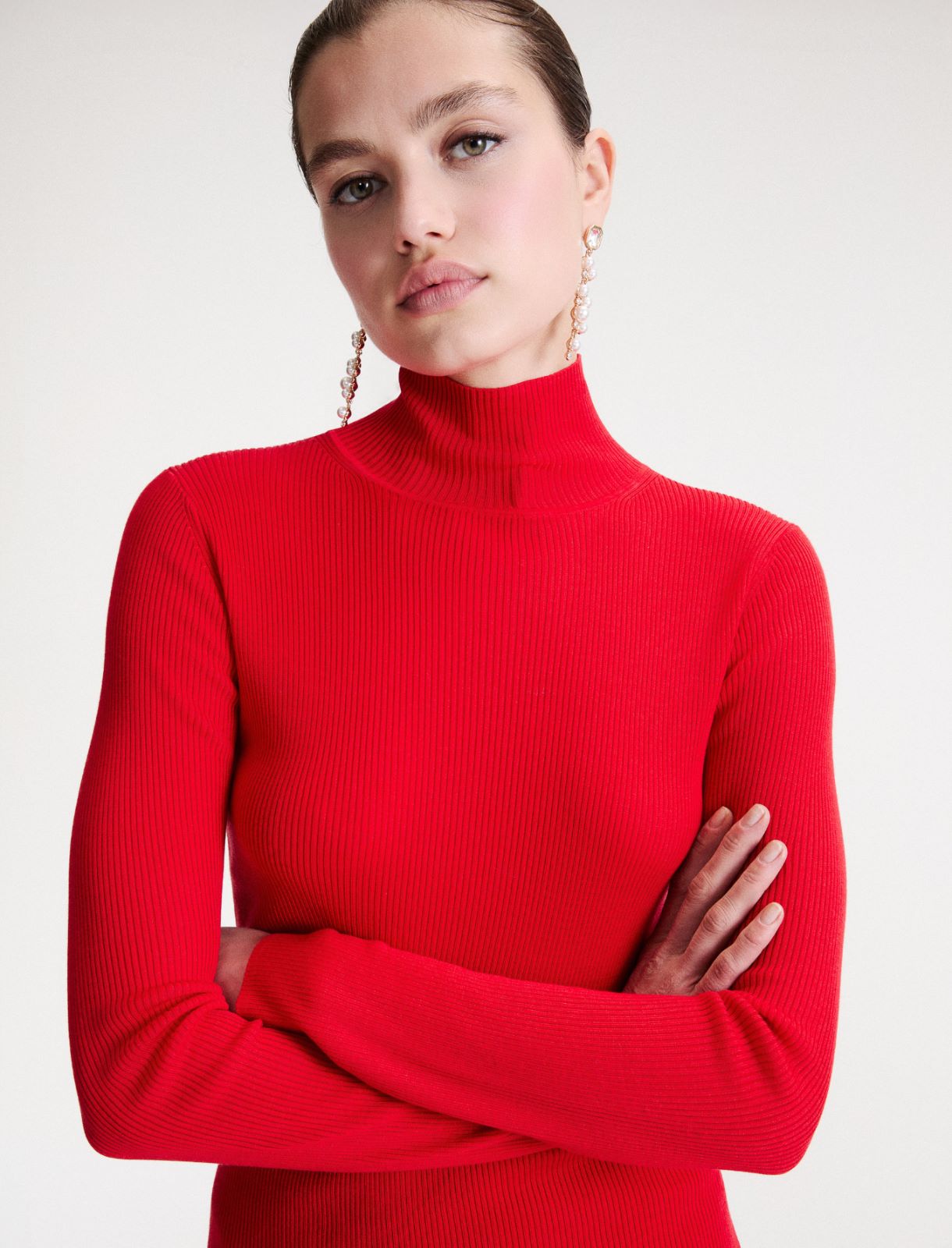 Slim-fit polo-neck jumper - RED - Marella - 5