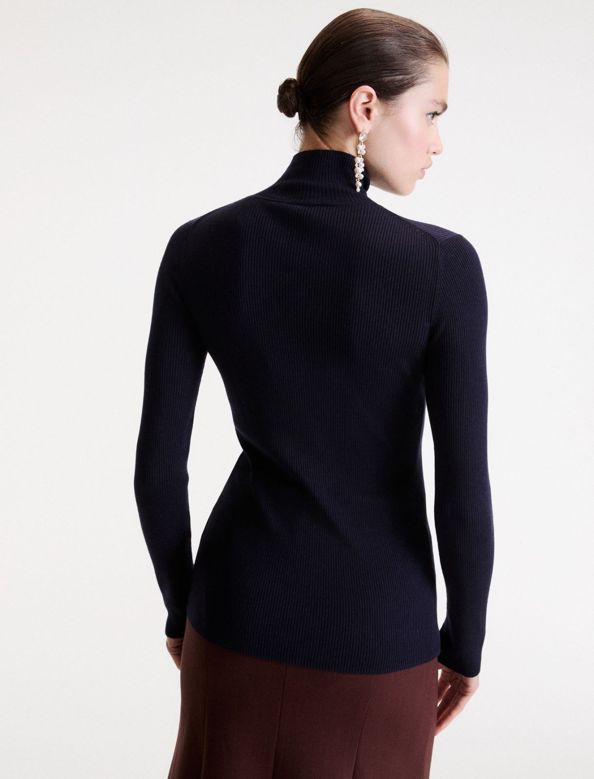 Slim-fit polo-neck jumper - NAVY - Marella - 3
