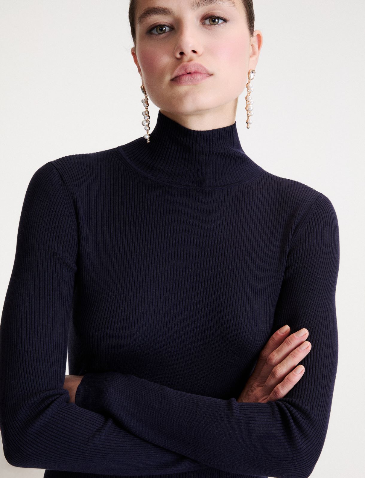 Slim-fit polo-neck jumper - NAVY - Marella - 5