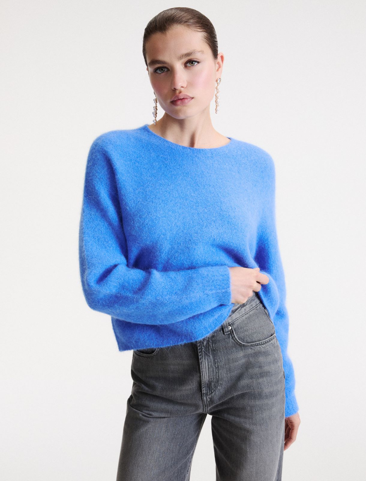 Suri alpaca crew-neck jumper - PERIWINKLE BLUE - Marella - 4