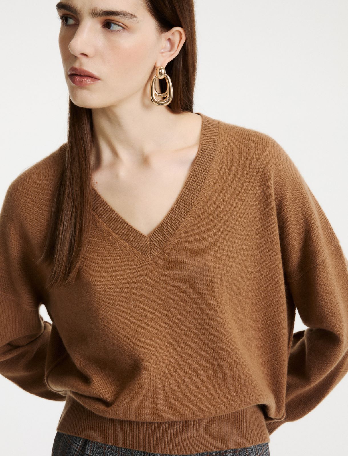 Pullover mit V-Ausschnitt aus Kaschmir und Wolle - KAMEL - Marella - 5