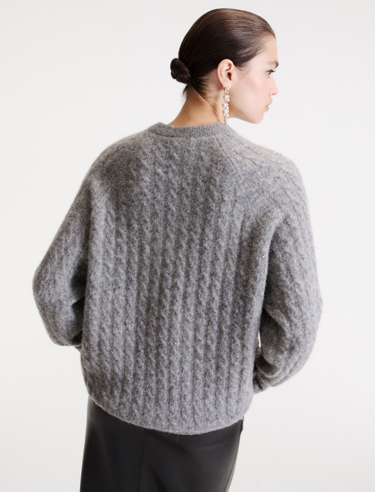 Cable-knit nubbed yarn jumper - GREY - Marella - 3
