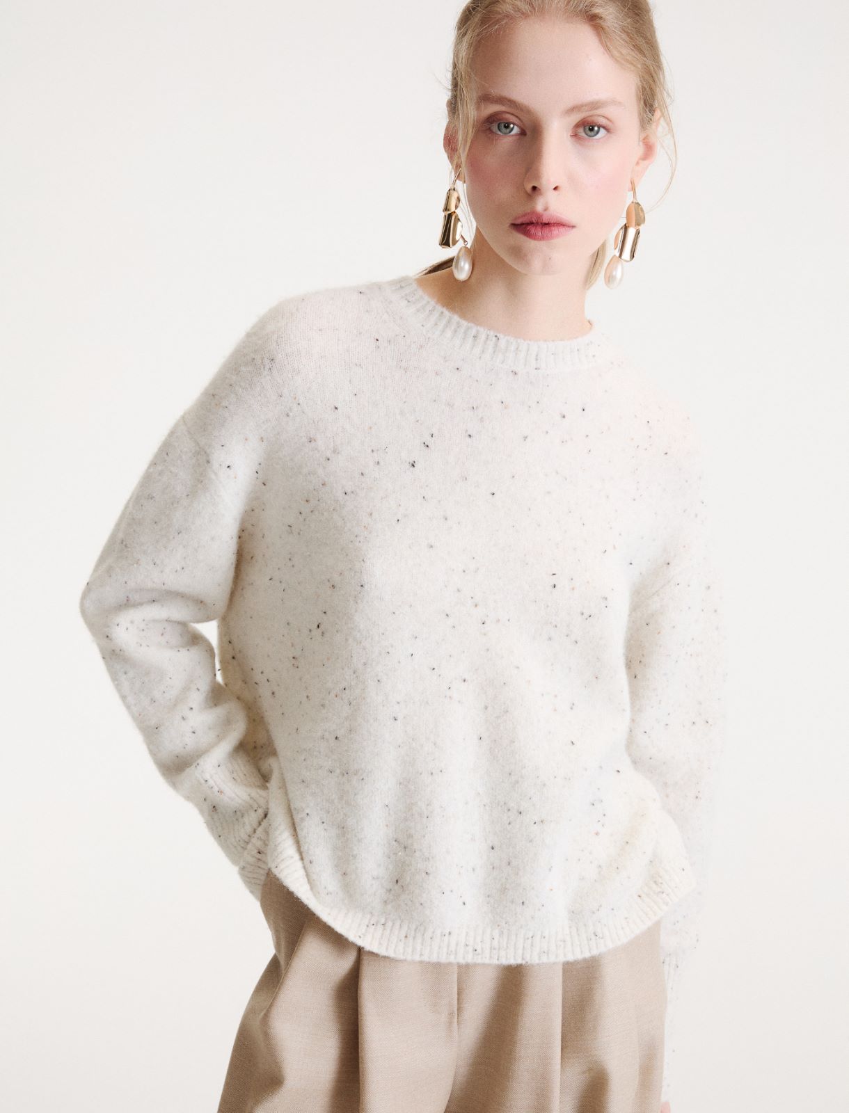 Alpaca crew-neck jumper - WHITE - Marella - 4
