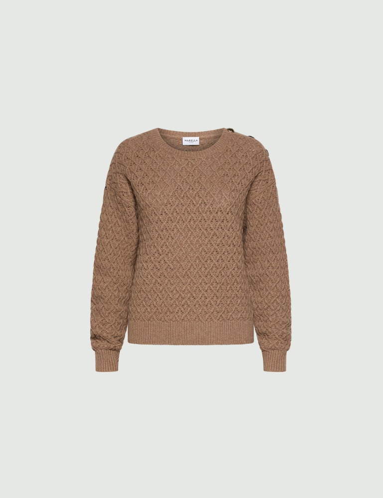 Merino wool crew-neck jumper with bijou buttons - Marella