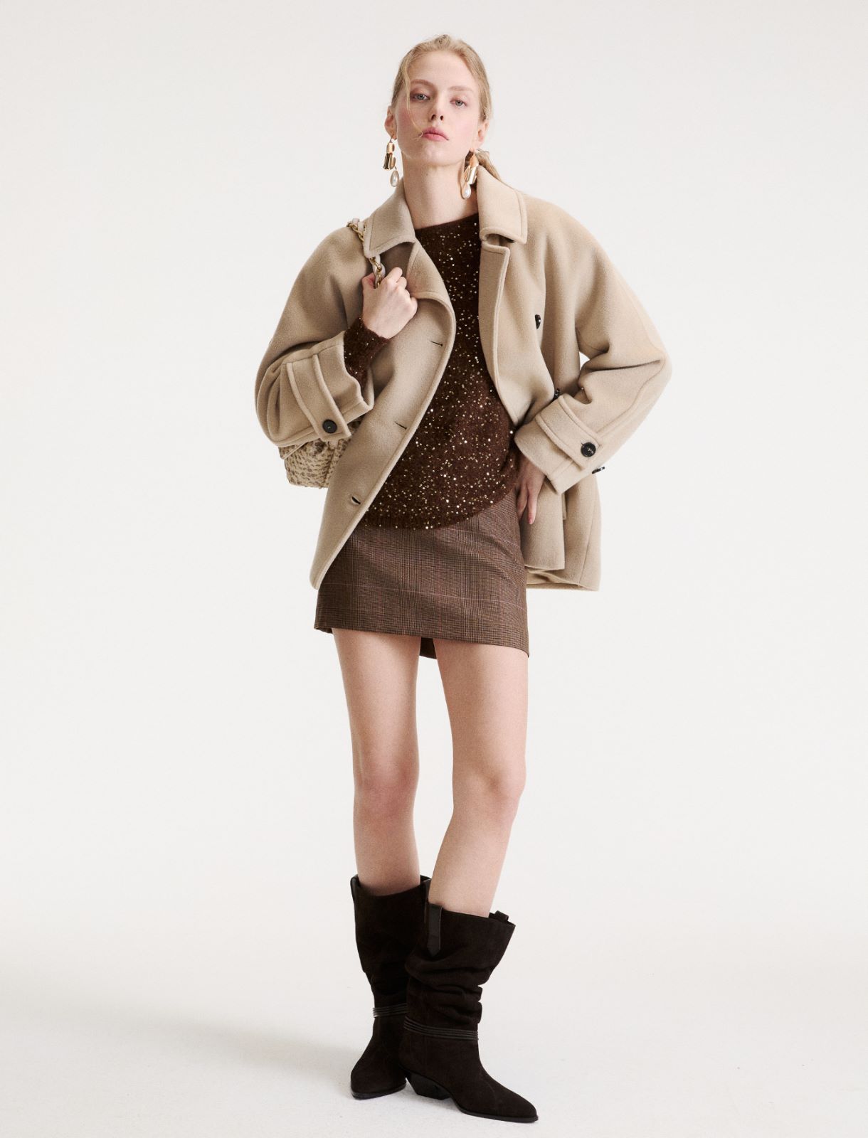 Sequinned alpaca jumper - BROWN - Marella - 2