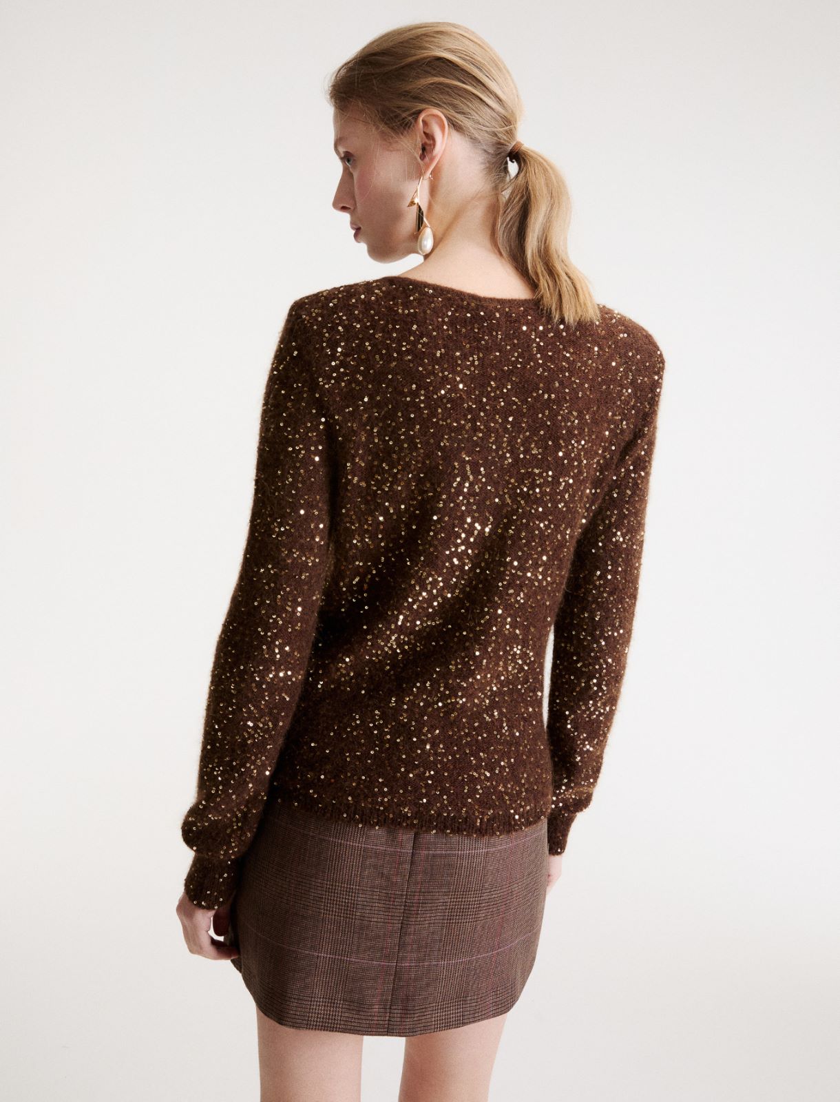 Sequinned alpaca jumper - BROWN - Marella - 3