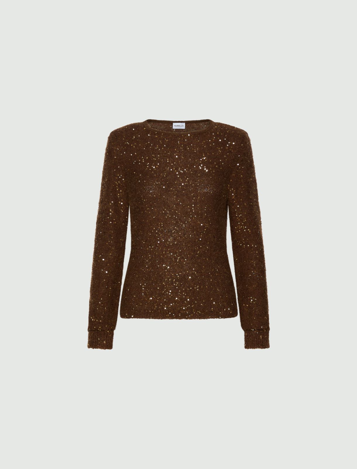 Sequinned alpaca jumper - BROWN - Marella