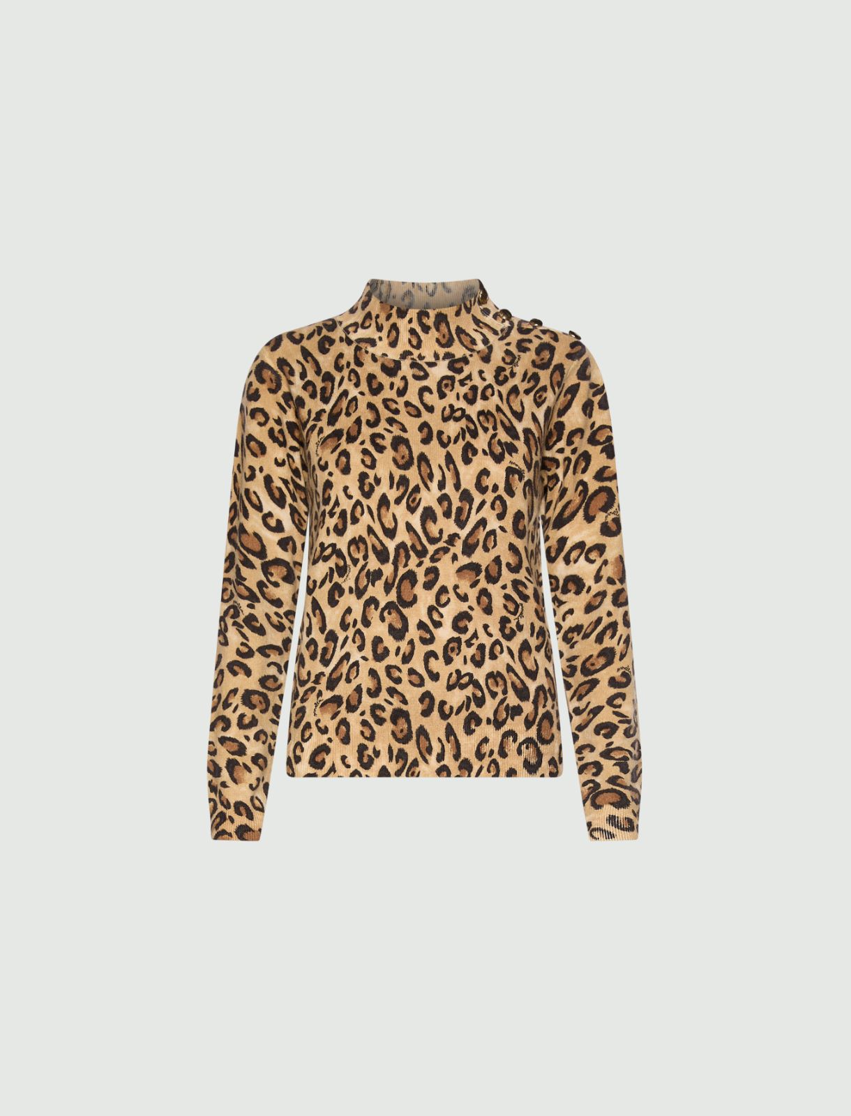 Buttoned wool mock-polo-neck jumper - BEIGE - Marella