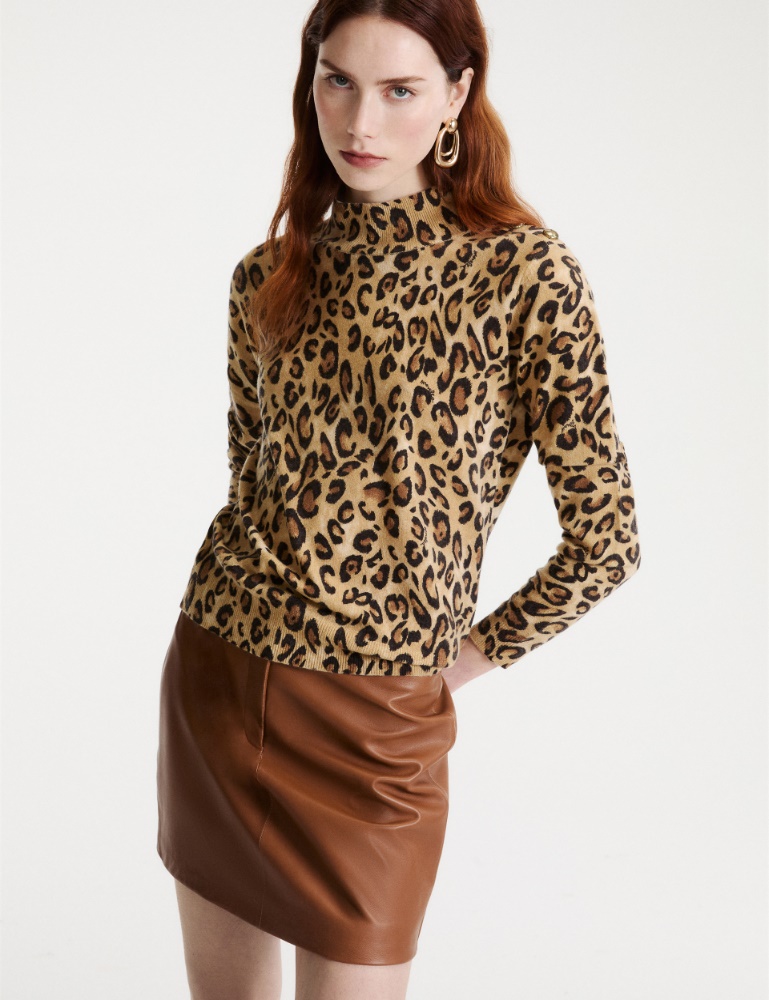 Buttoned wool mock-polo-neck jumper - Marella