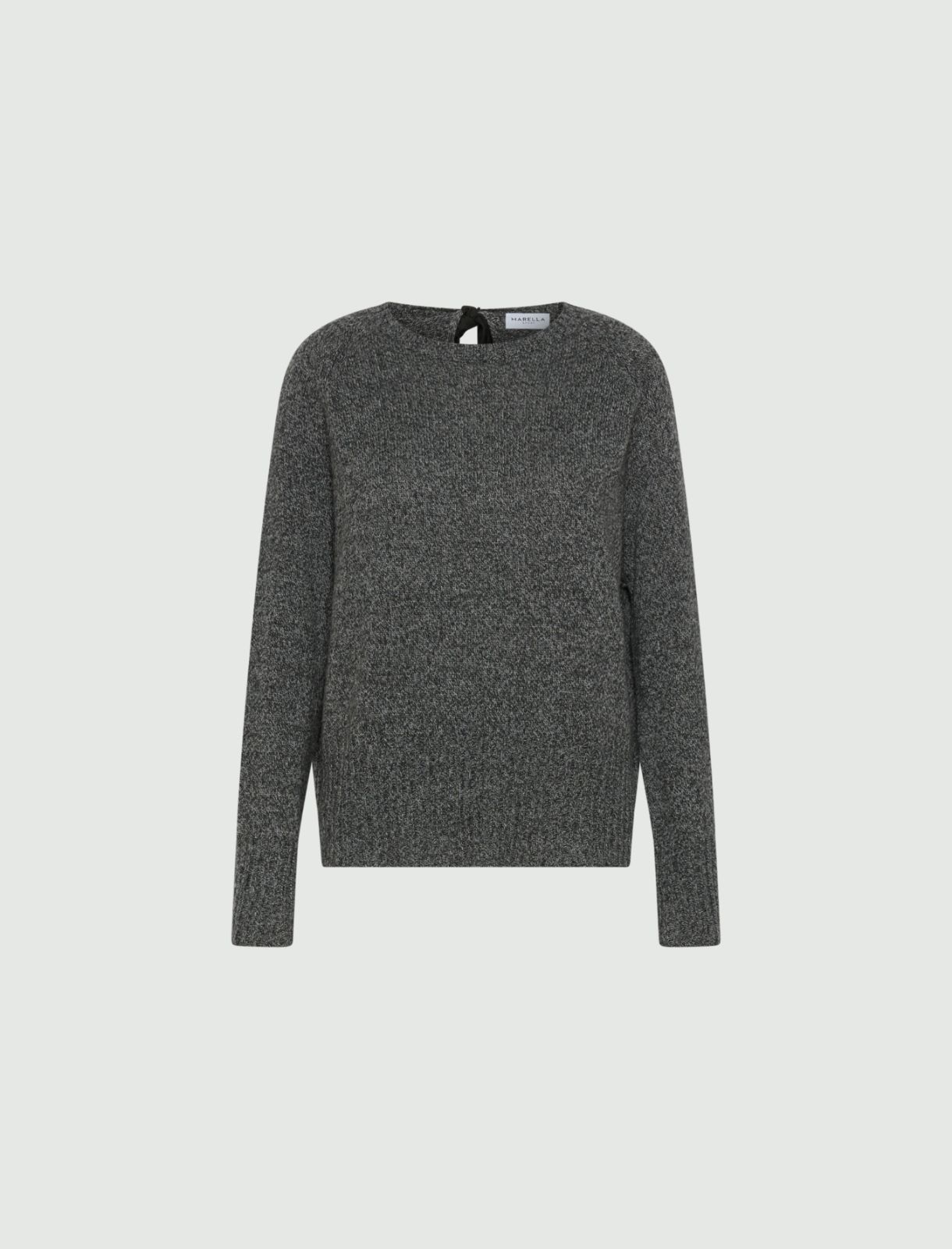 Soft wool and cashmere jumper with a silk sash - DARK GREY - Marella