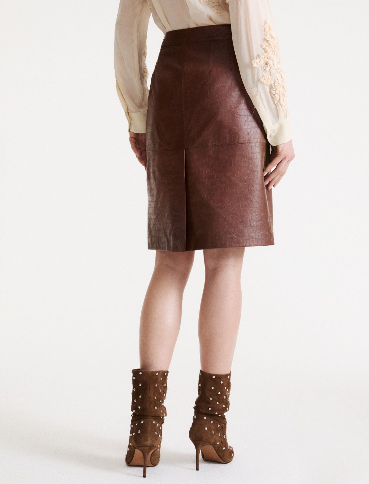 Leather pencil skirt - BROWN - Marella - 3
