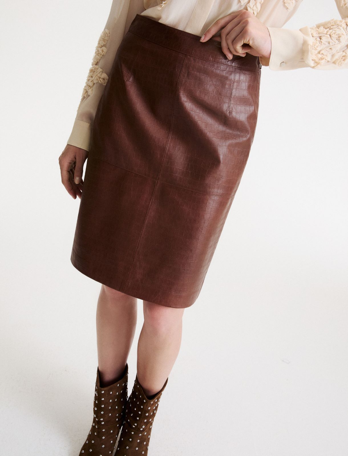 Leather pencil skirt - BROWN - Marella - 5