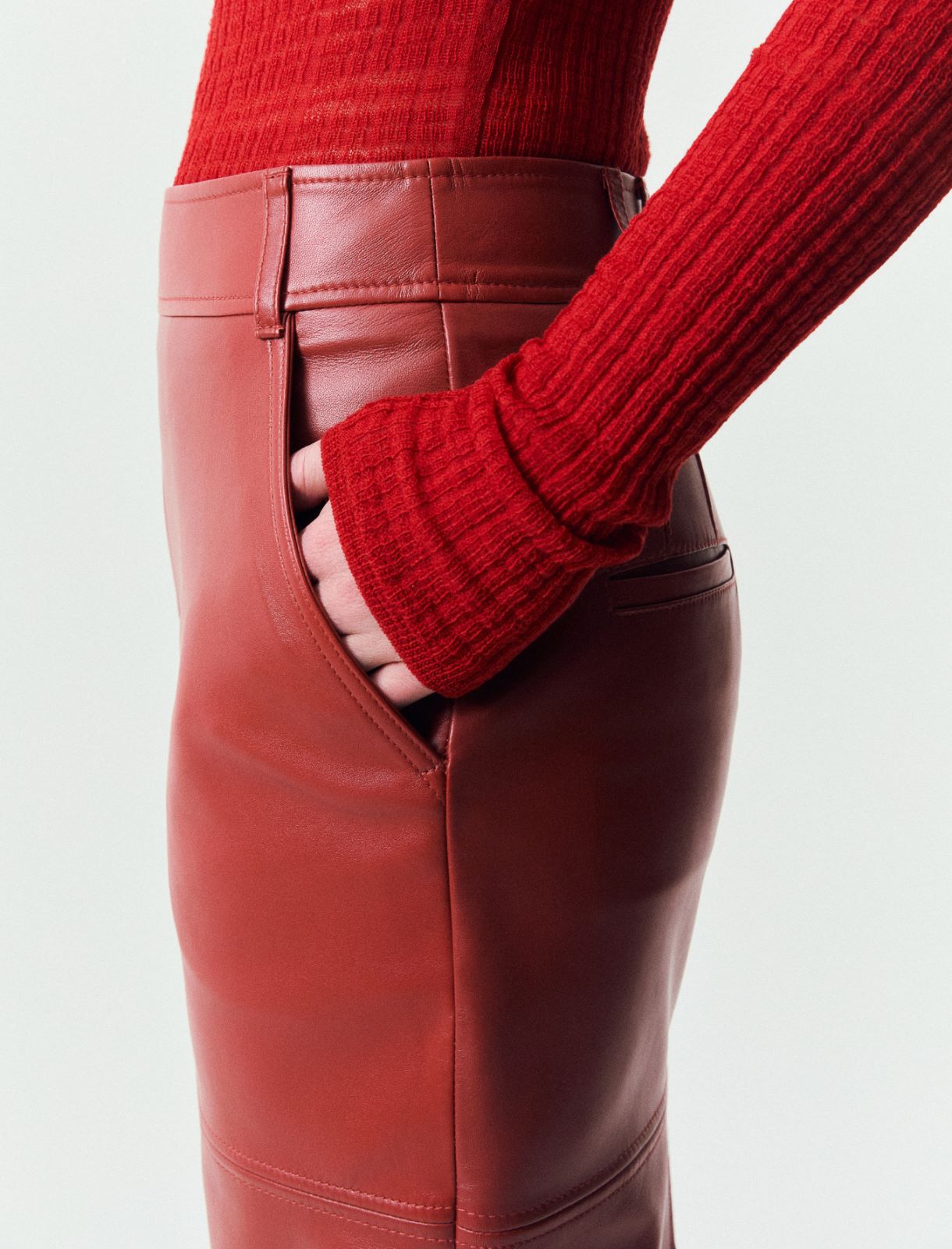 Nappa leather pencil skirt - RED - Marella - 5