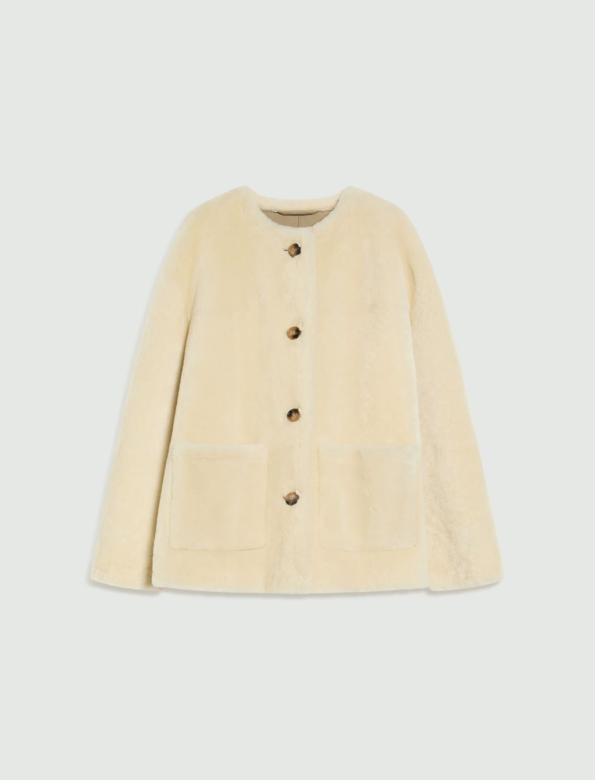 Oversized shearling jacket - CREAM - Marella