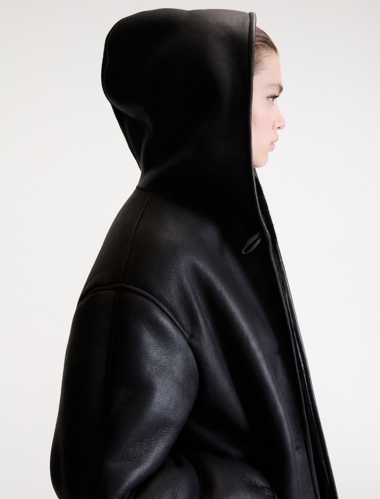 Hooded shearling jacket - BLACK - Marella - 6