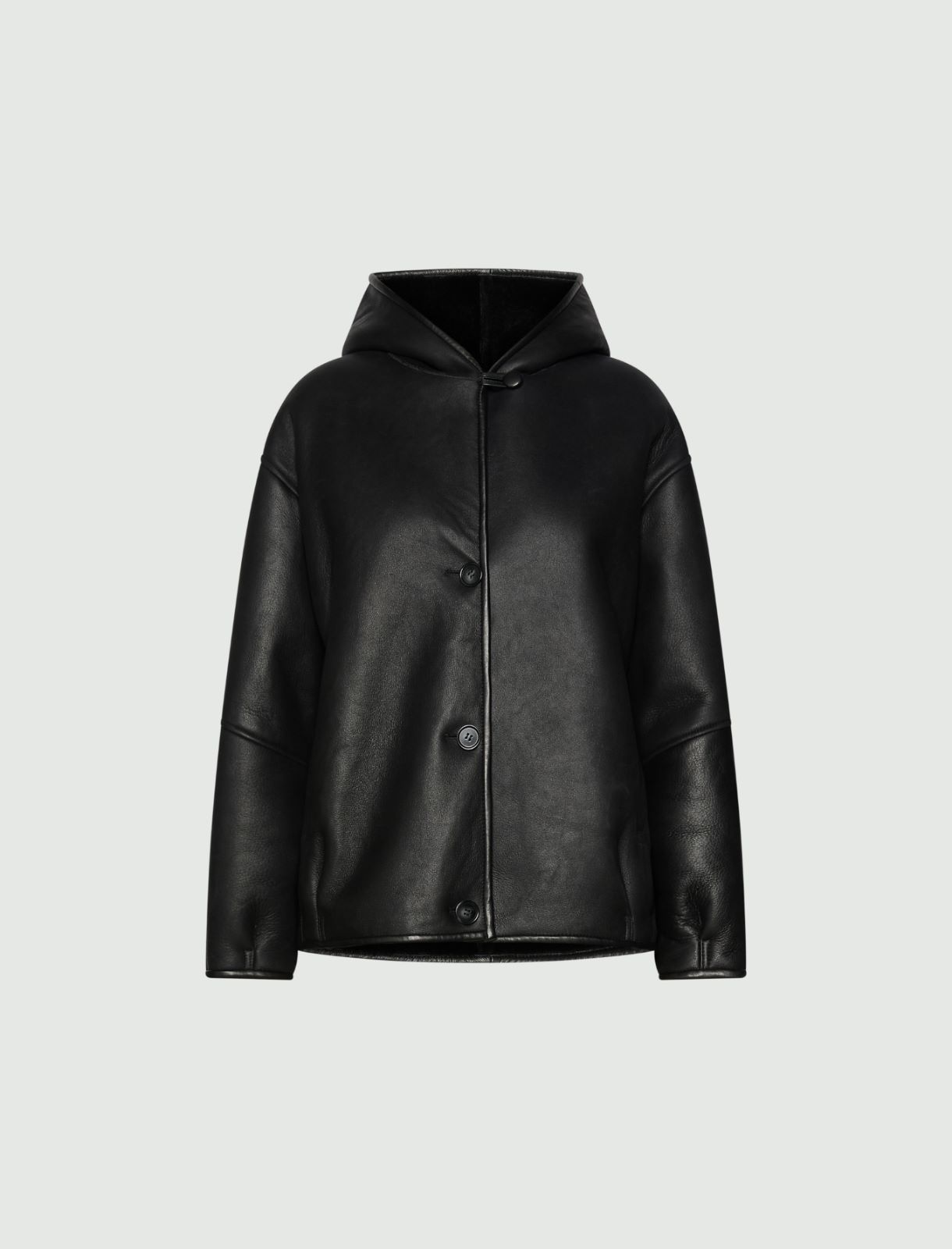 Hooded shearling jacket - BLACK - Marella