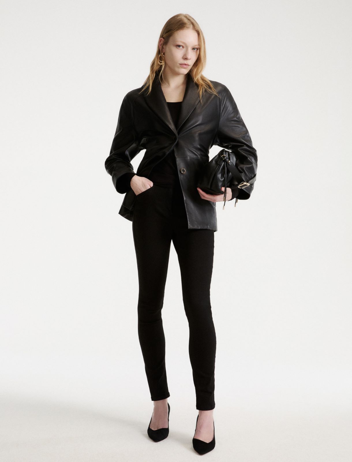 Belted leather jacket - BLACK - Marella - 2