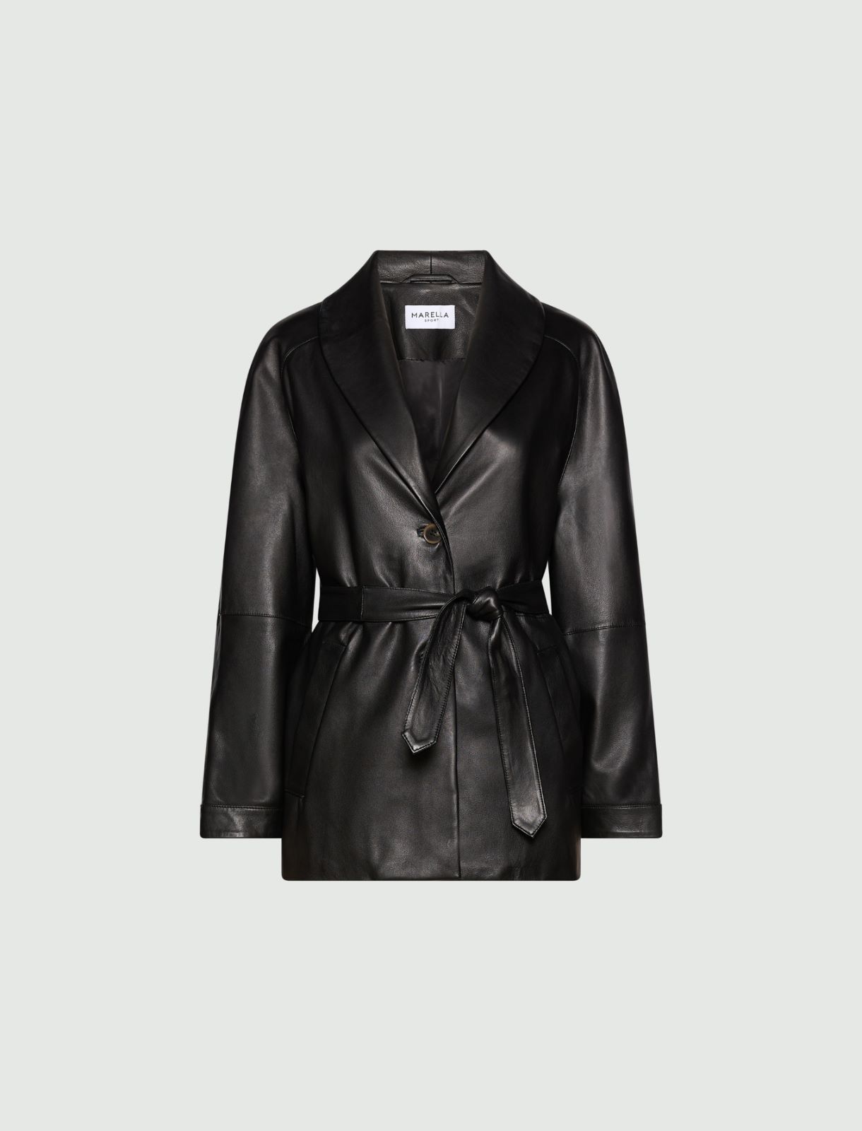 Belted leather jacket - BLACK - Marella