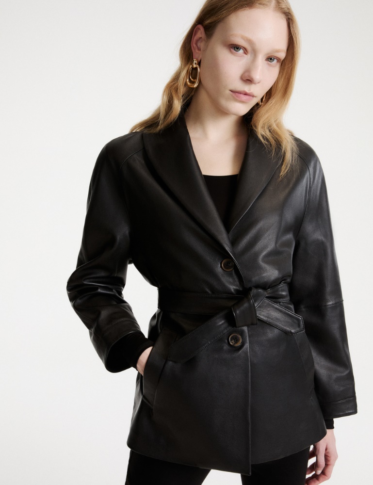 Belted leather jacket - Marella