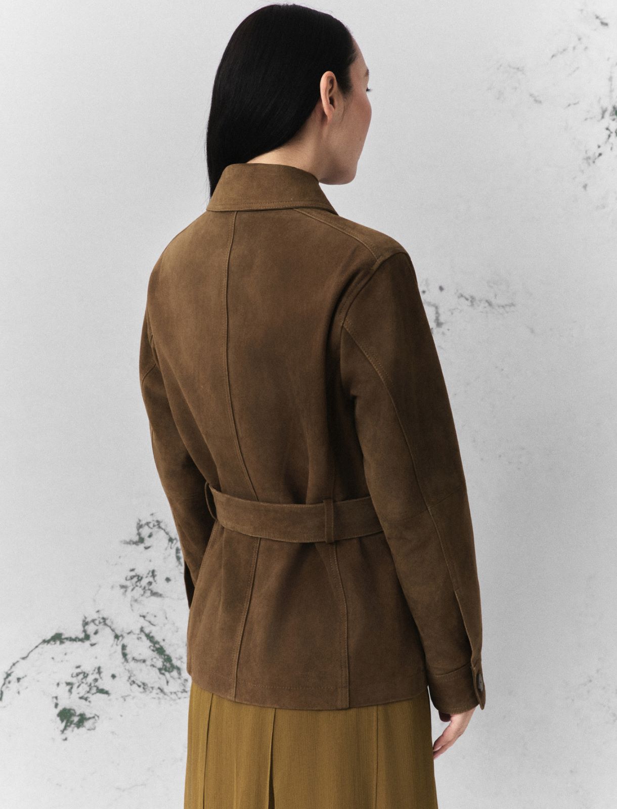 Suede and leather shirt jacket - OIL GREEN - Marella - 3